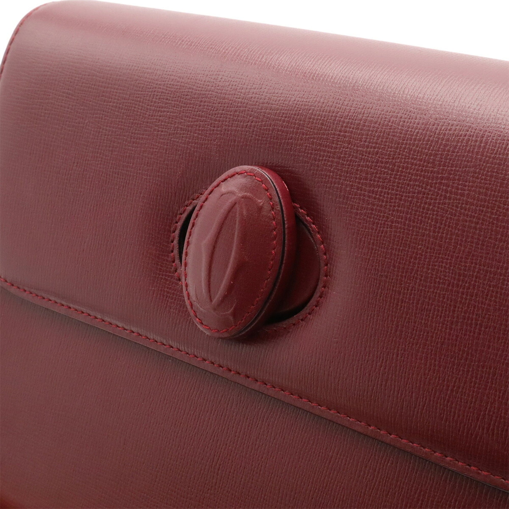 Cartier Bordeaux Red Color Leather Shoulder Bag (Pre-Owned)