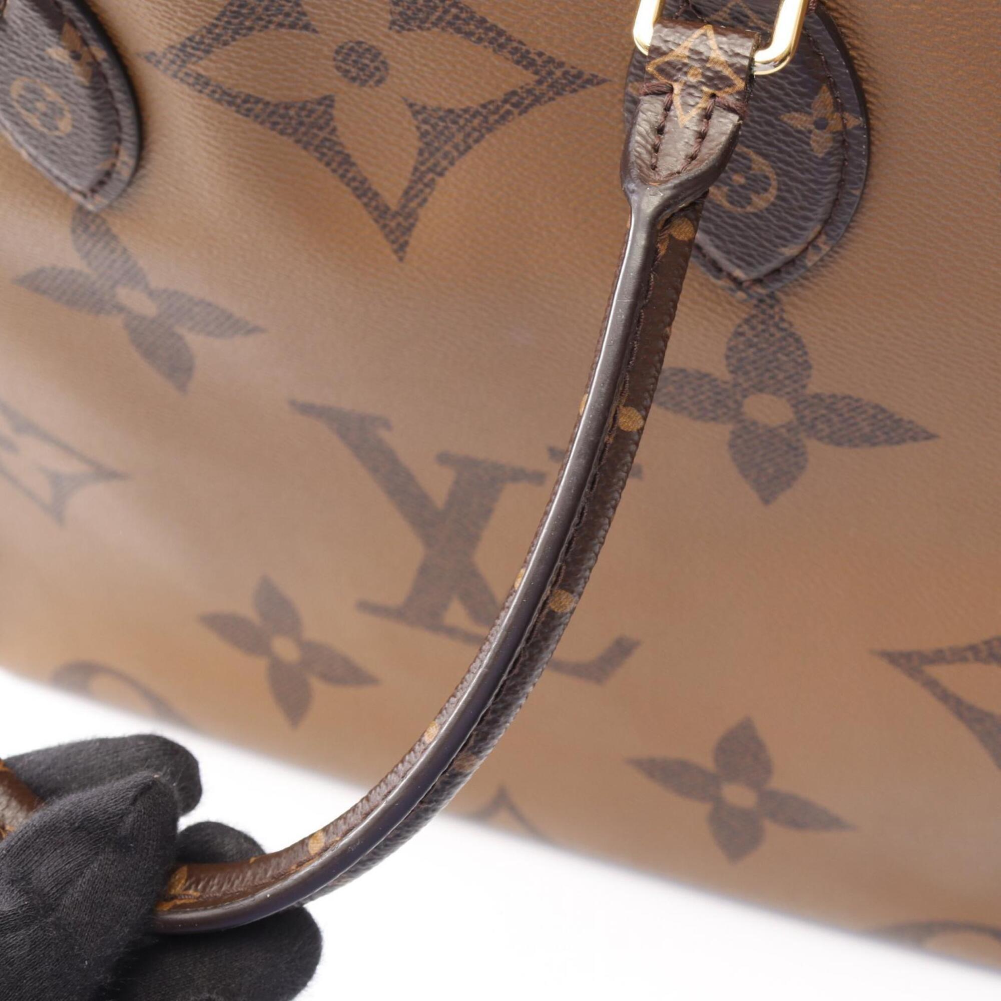 Louis Vuitton Beige Brown Monogram Coated Canvas Handbag Tote Bag (Pre-Owned)