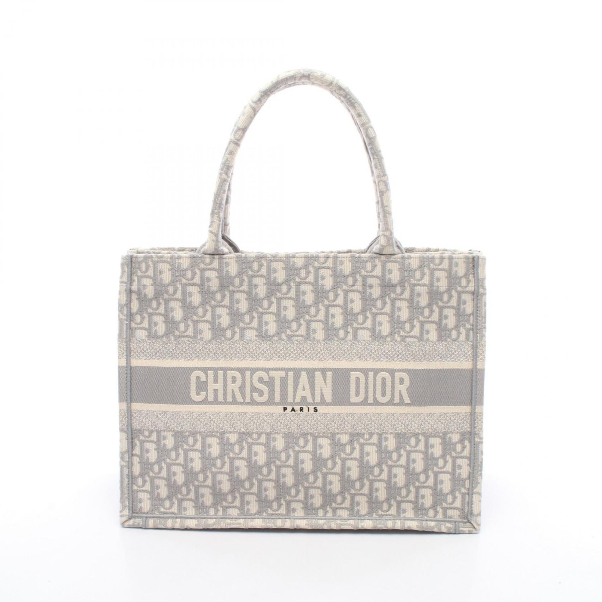Christian Dior Gray White Canvas Handbag Tote Bag (Pre-Owned)