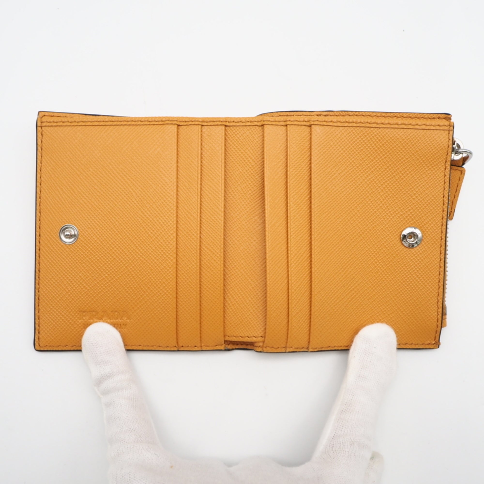 Prada Orange Saffiano Triangle Wallet (Bi-Fold) (Pre-Owned)
