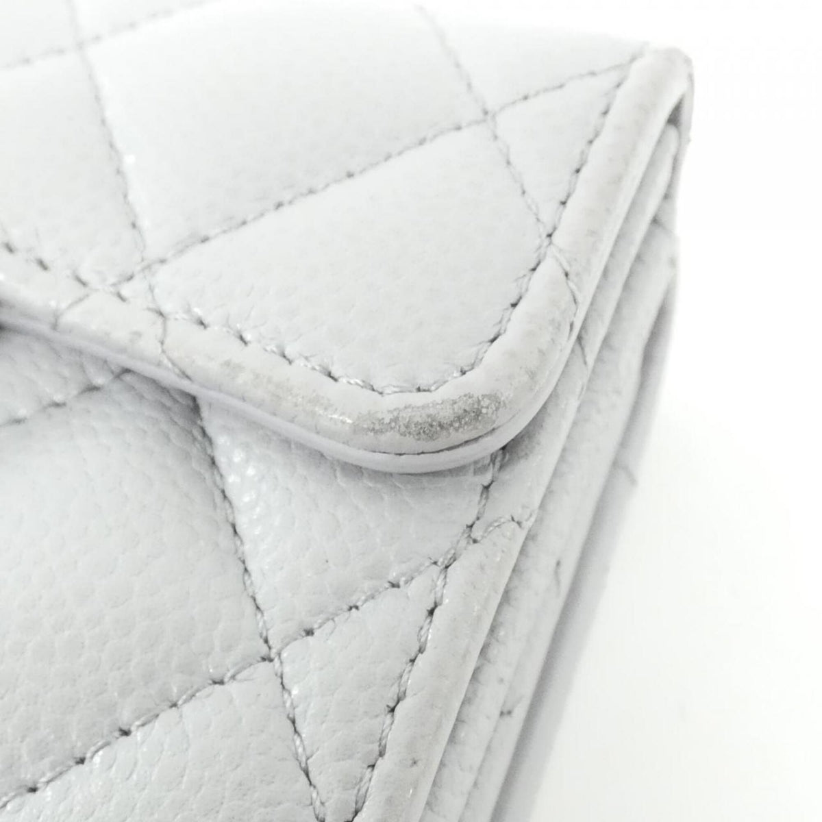 Chanel Gray Grained Calfskin Wallet (Tri-Fold) (Pre-Owned)