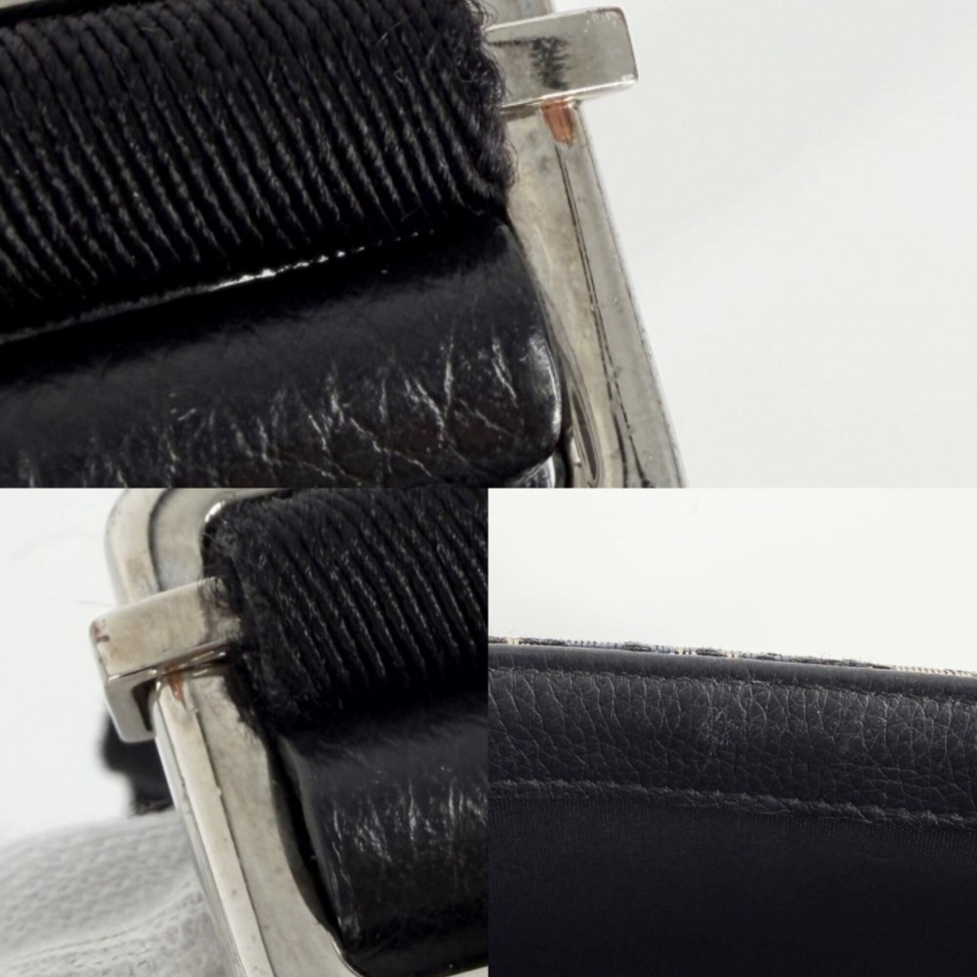 Christian Dior Beige Black White Leather Canvas Messenger Bag Saddle Bag Shoulder Bag (Pre-Owned)