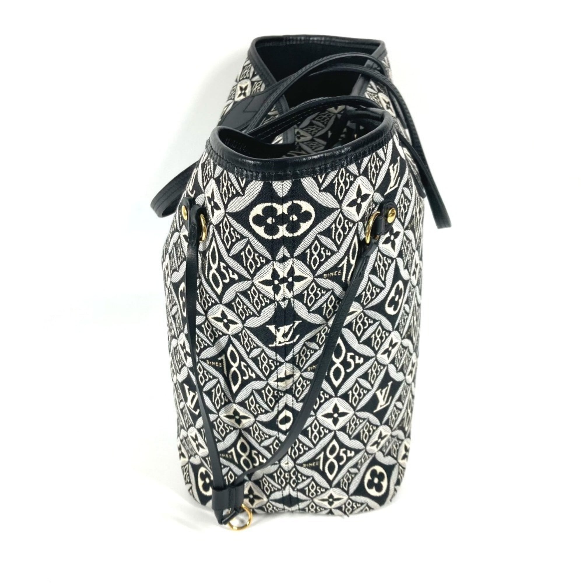 Louis Vuitton Black White Jacquard Leather Shoulder Bag Tote Bag (Pre-Owned)
