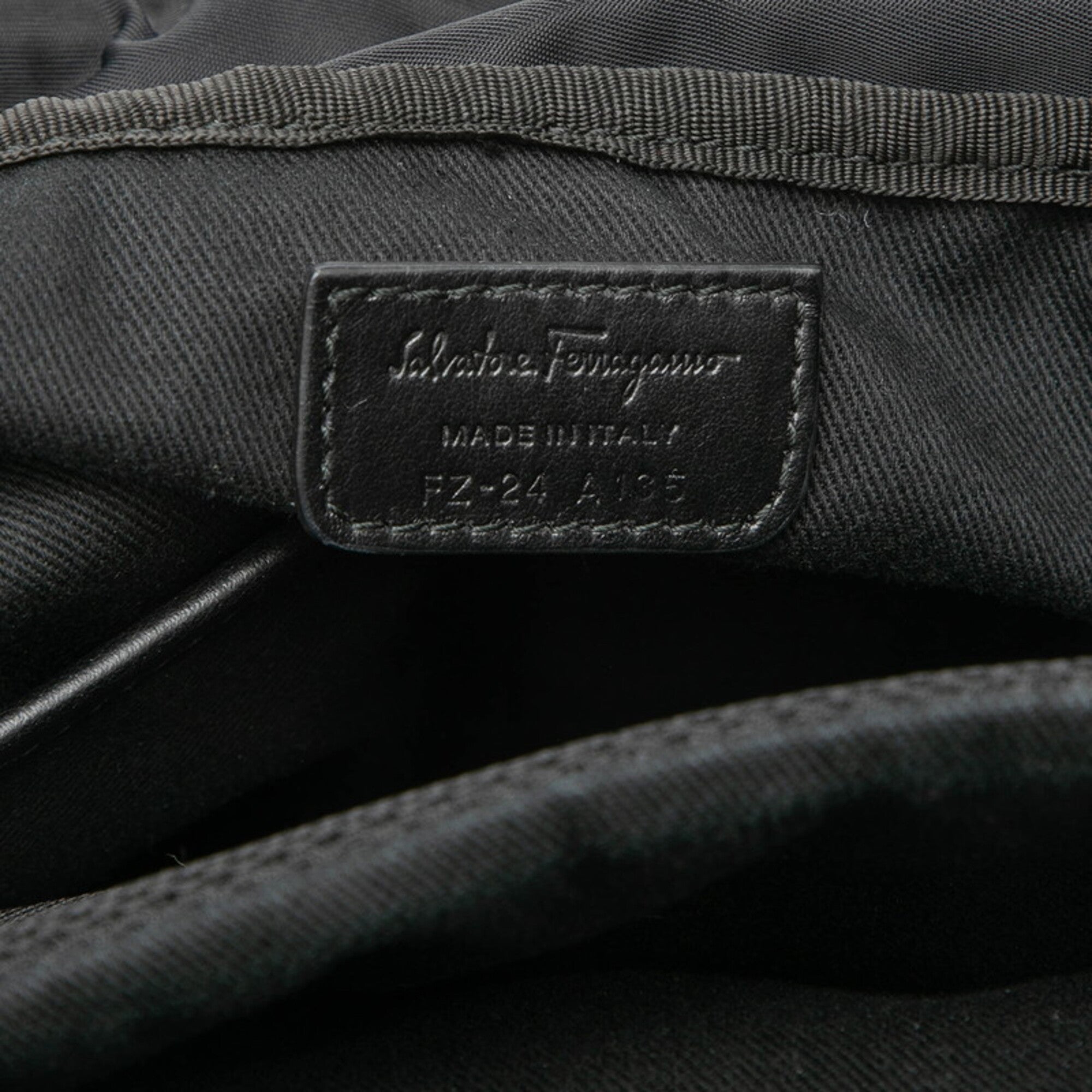 Salvatore Ferragamo Black Navy Denim Leather Backpack (Pre-Owned)
