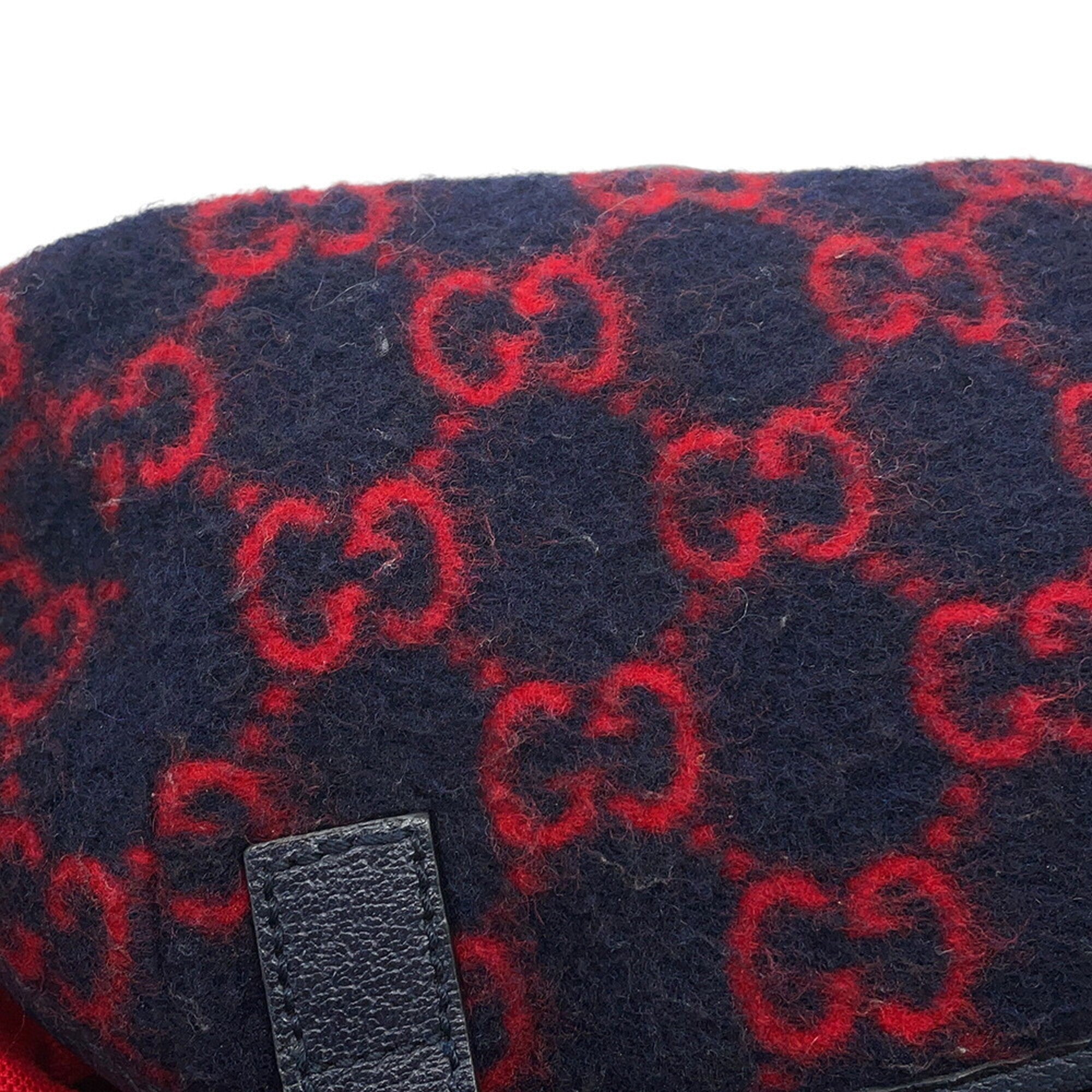 Gucci Navy Red Color Wool Backpack (Pre-Owned)