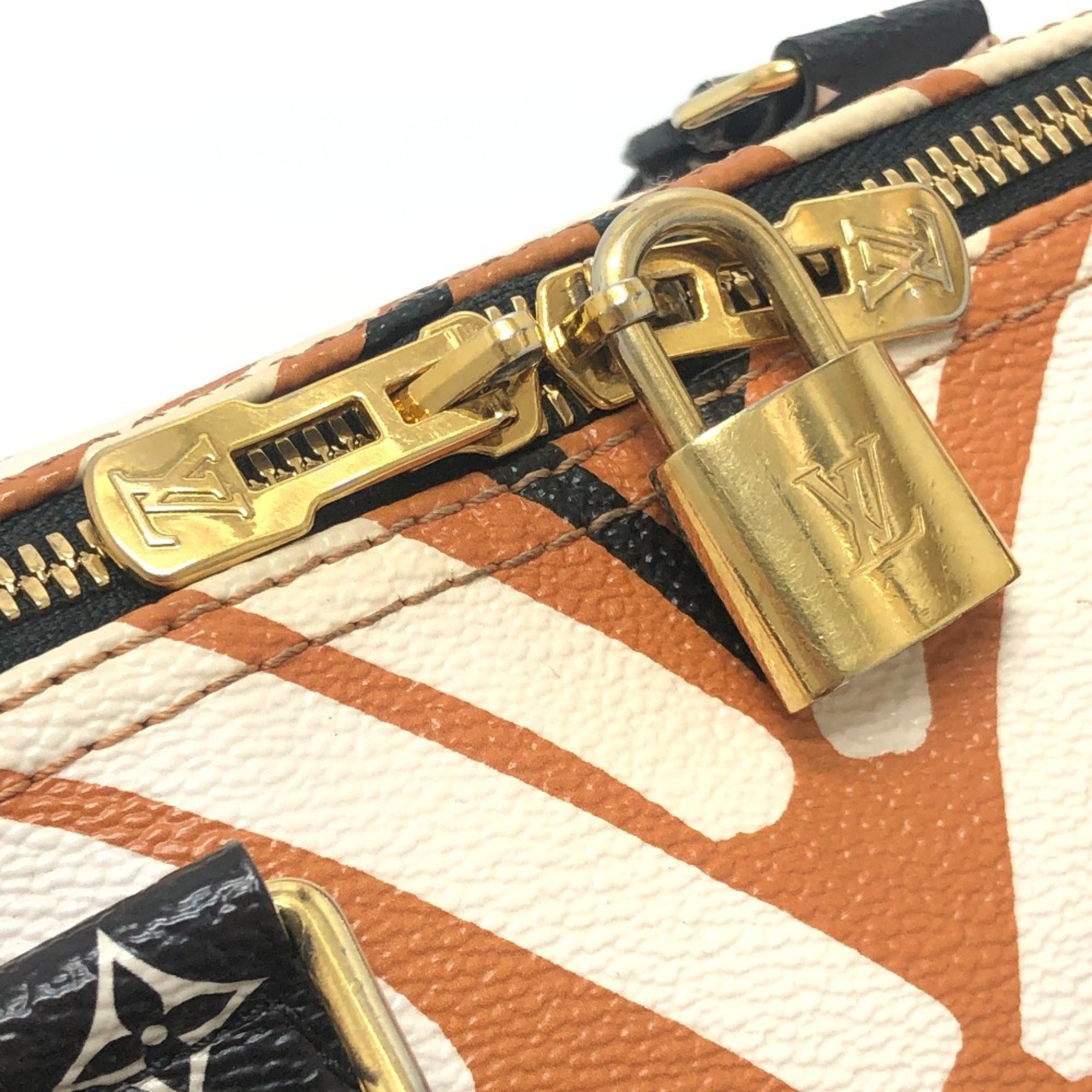 Louis Vuitton Brown White Leather Pvc Boston Bag (Pre-Owned)