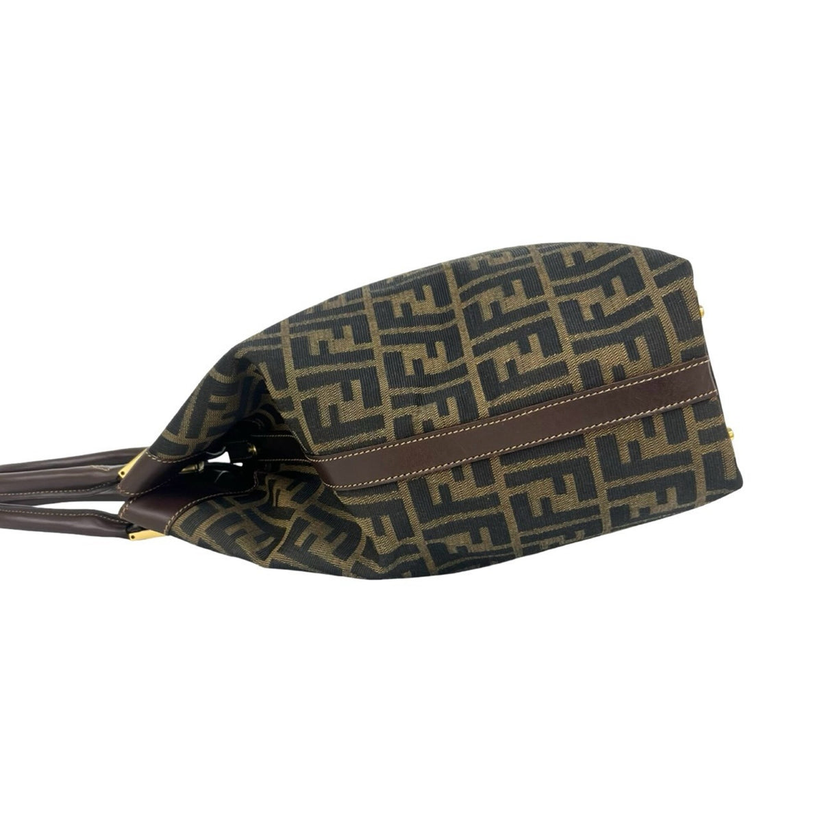 Fendi Brown Canvas Leather Handbag Tote Bag (Pre-Owned)