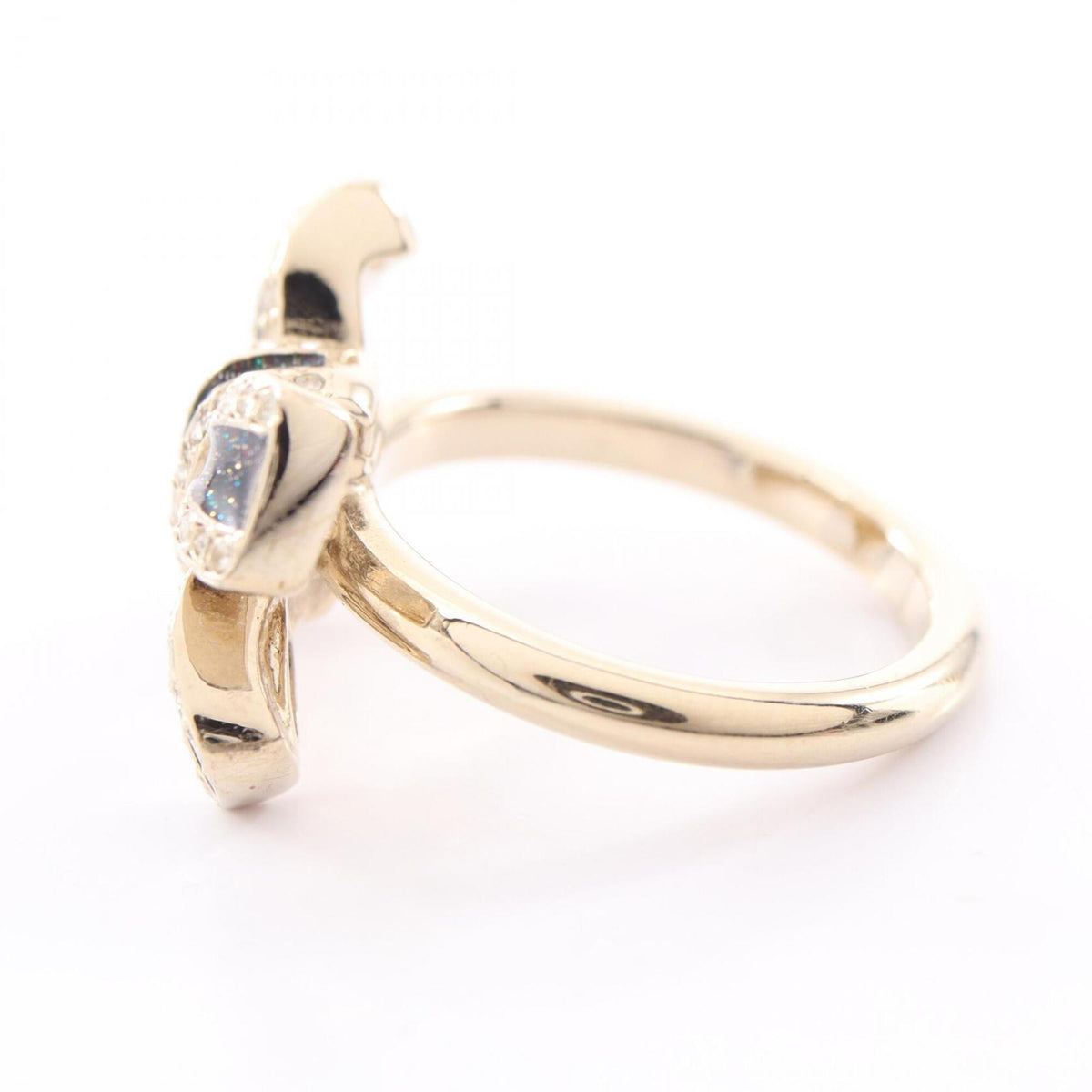 Chanel Black Gold Plating Rhinestone Band Ring (Pre-Owned)