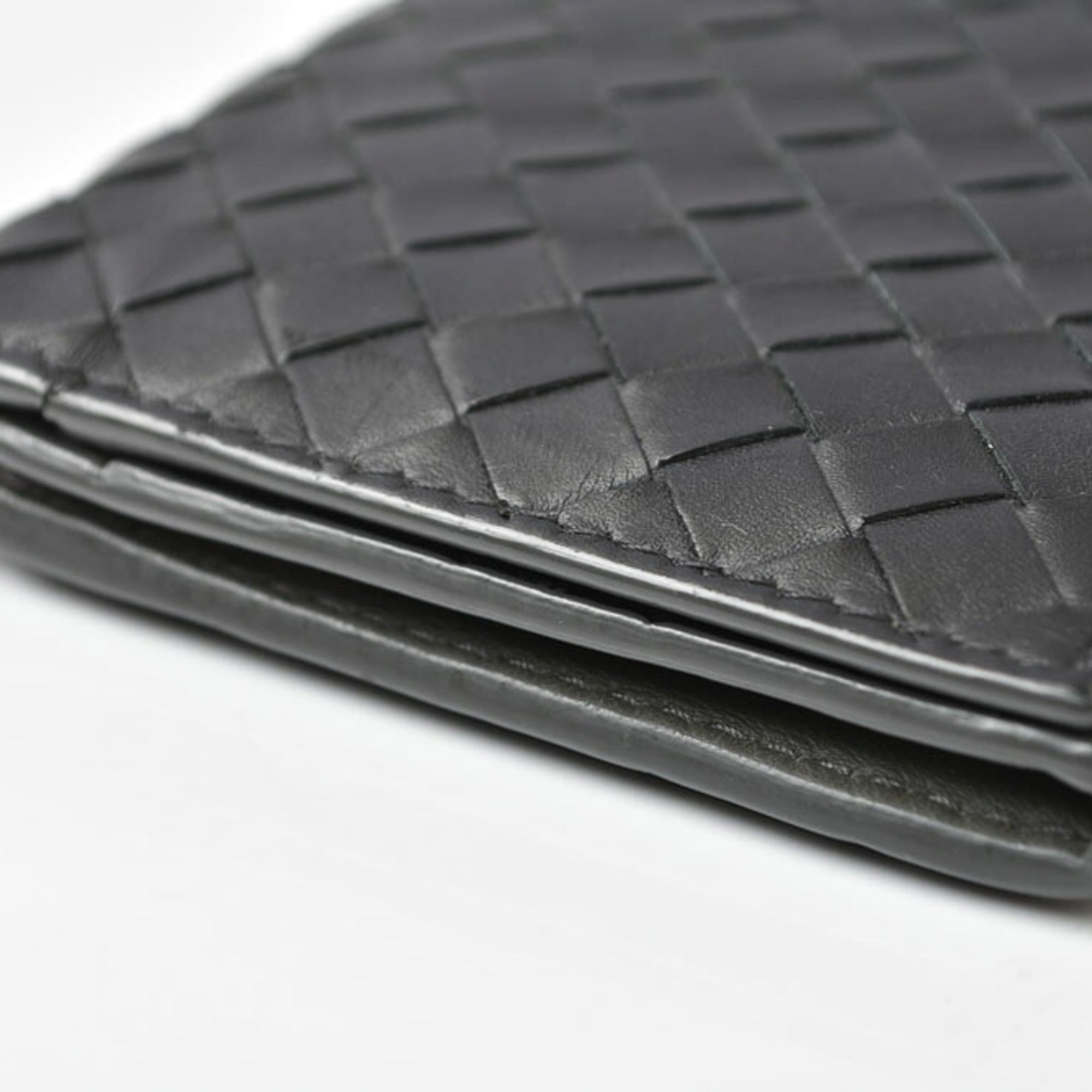 Bottega Veneta Black Khaki Leather Coin Purse/Coin Case (Pre-Owned)