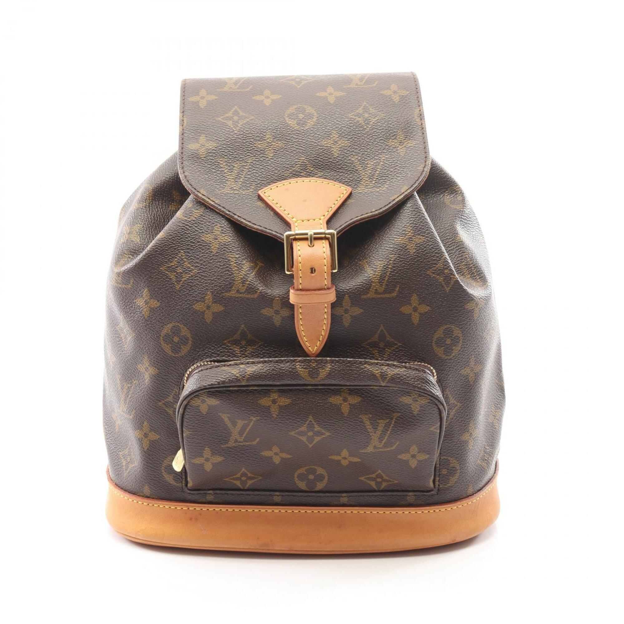 Louis Vuitton Brown Coated Canvas Leather Backpack Handbag (Pre-Owned)