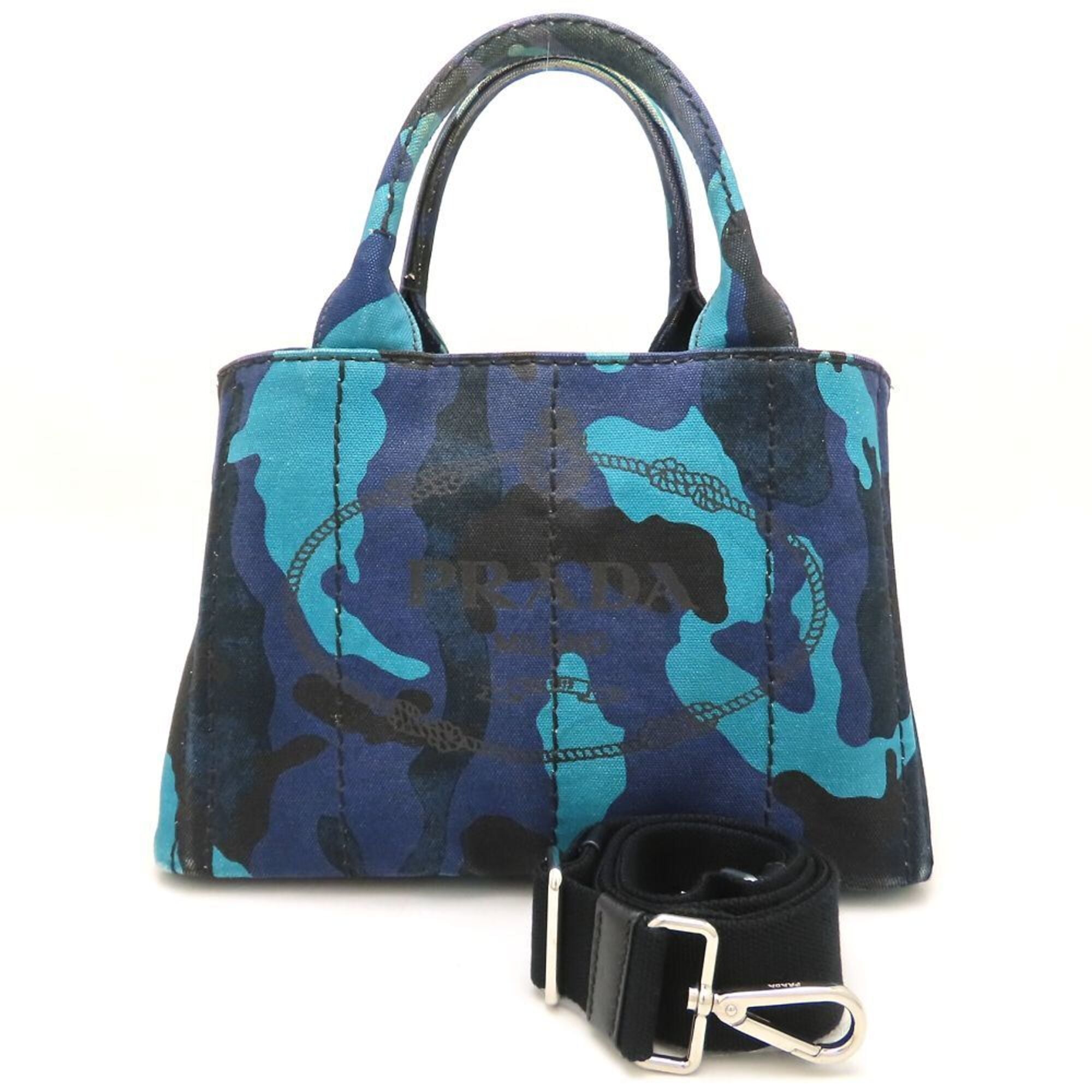 Prada Blue Camouflage Canvas Tote Bag (Pre-Owned)