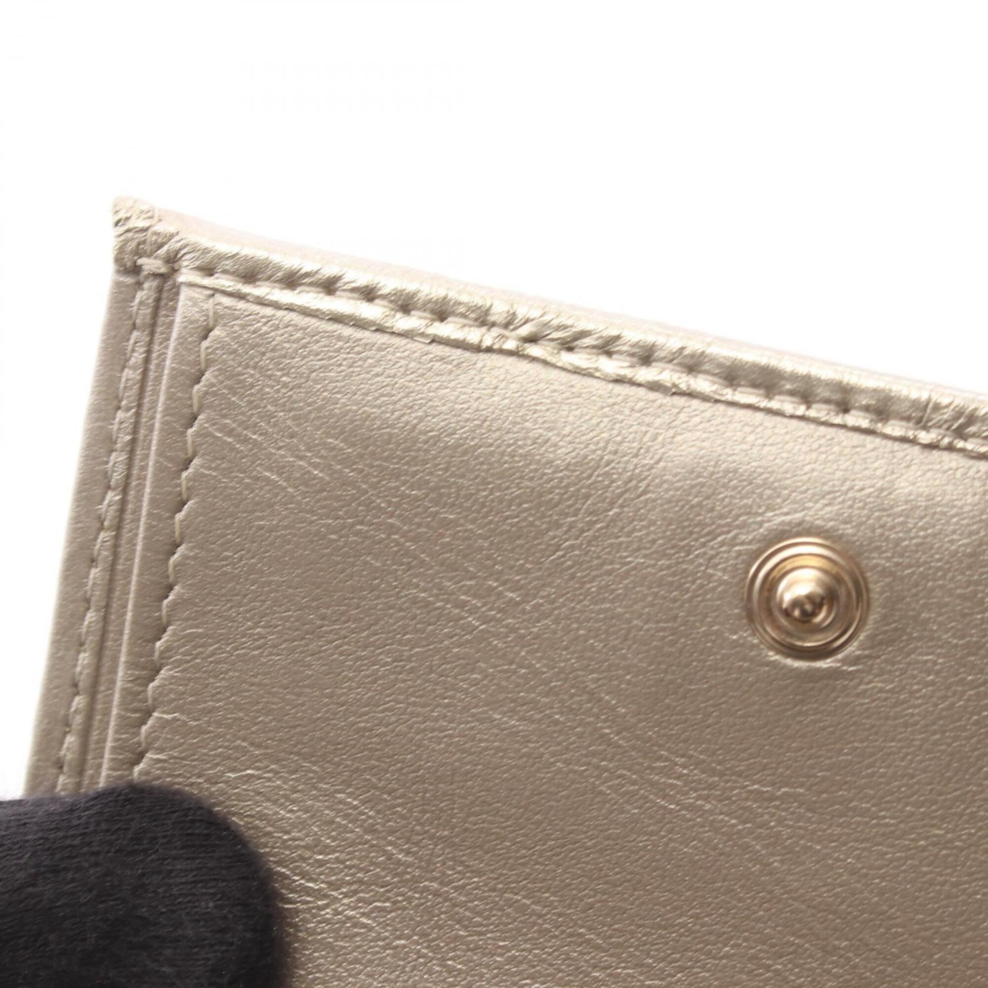 Chanel Gold Leather Wallet (Tri-Fold) (Pre-Owned)