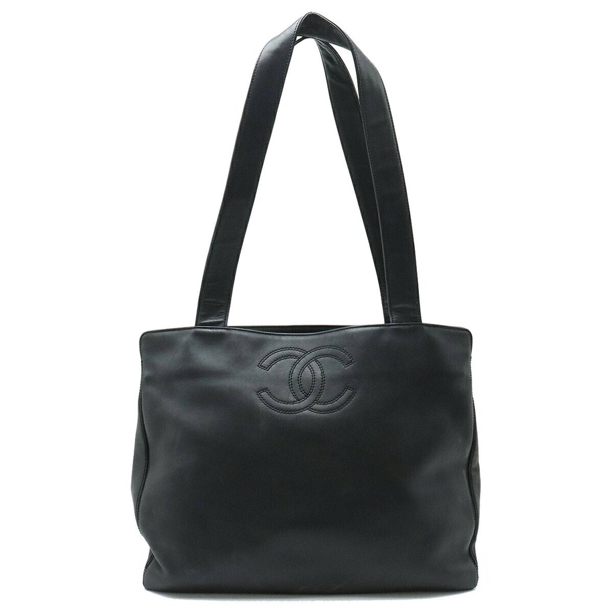 Chanel Black Leather Shoulder Bag Tote Bag (Pre-Owned)