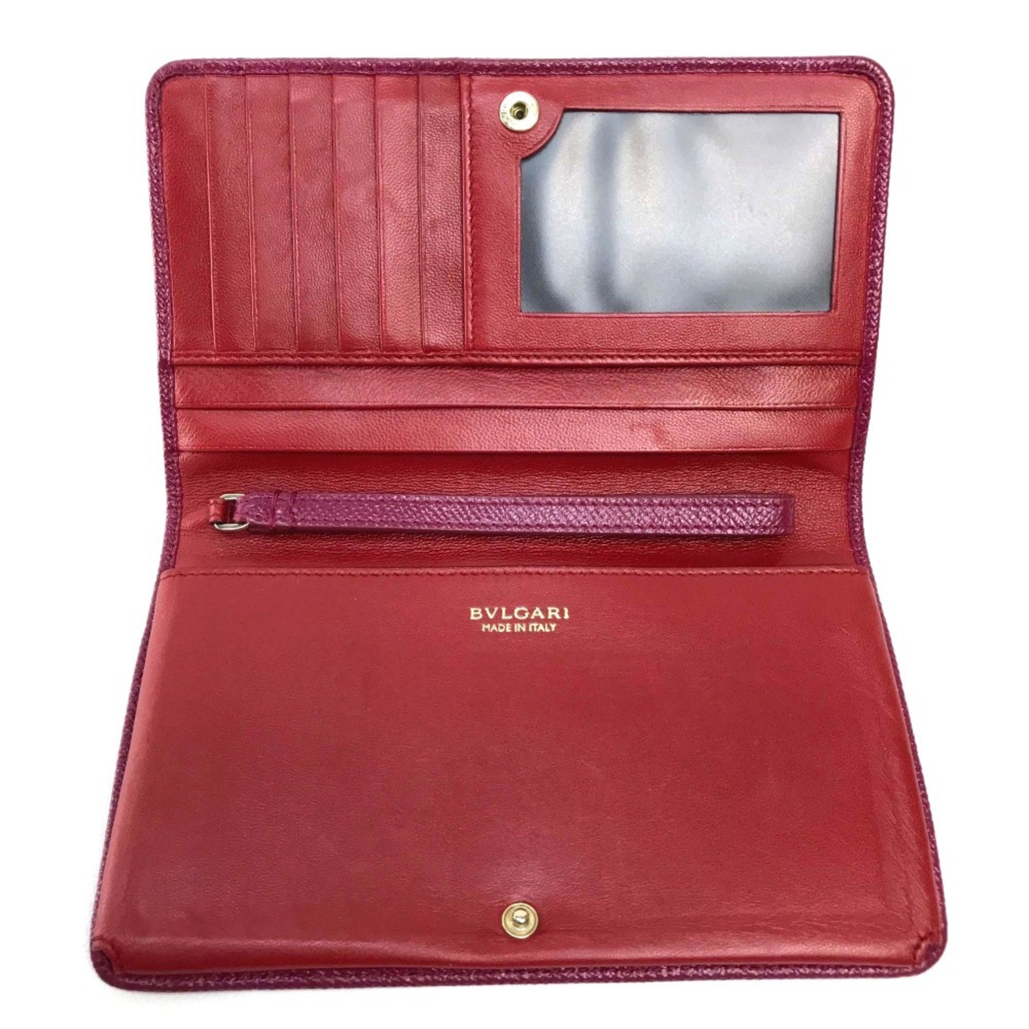 Bvlgari Bvlgari Bvlgari Pink Red Color Leather Wallet (Bi-Fold) (Pre-Owned)