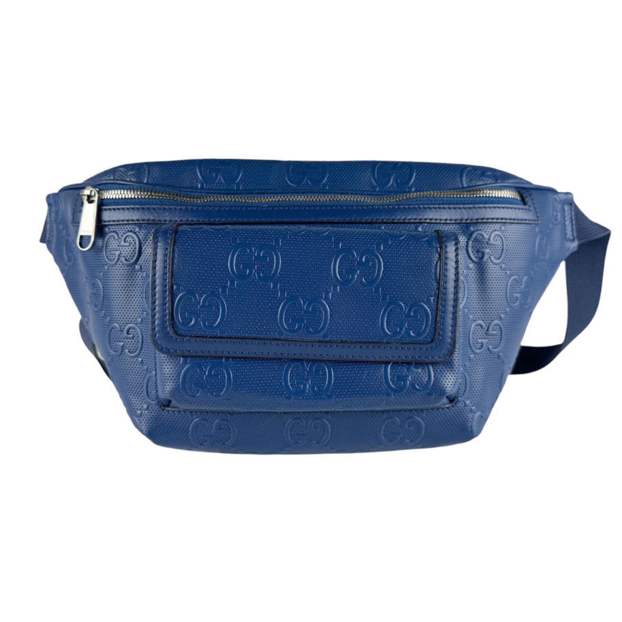 Gucci Blue Leather Fanny Pack Sling Bag (Pre-Owned)