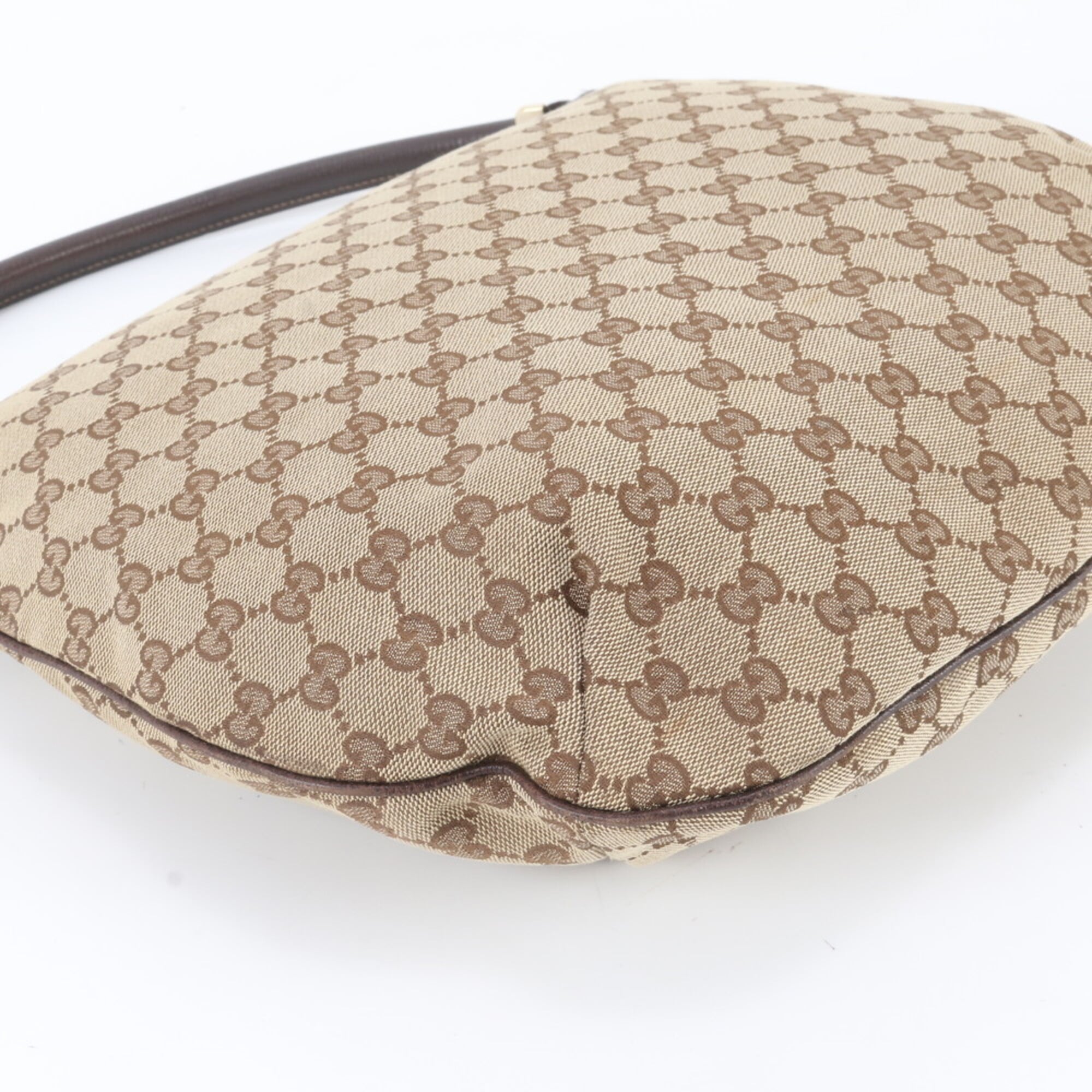 Gucci Brown Leather Canvas Handbag Shoulder Bag (Pre-Owned)