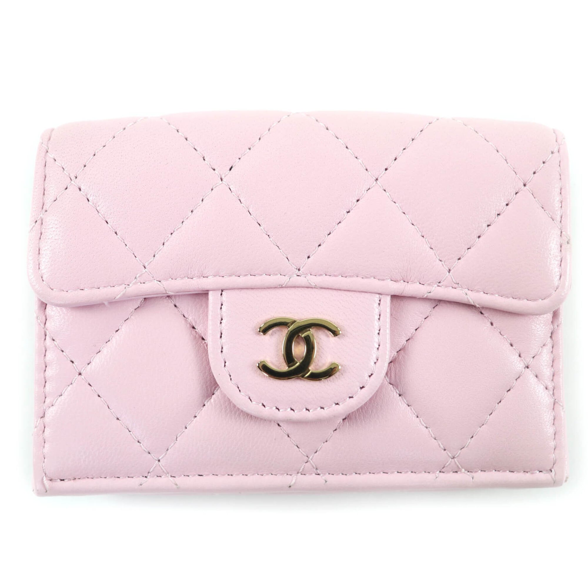 Chanel Matelasse Pink Leather Wallet (Tri-Fold) (Pre-Owned)