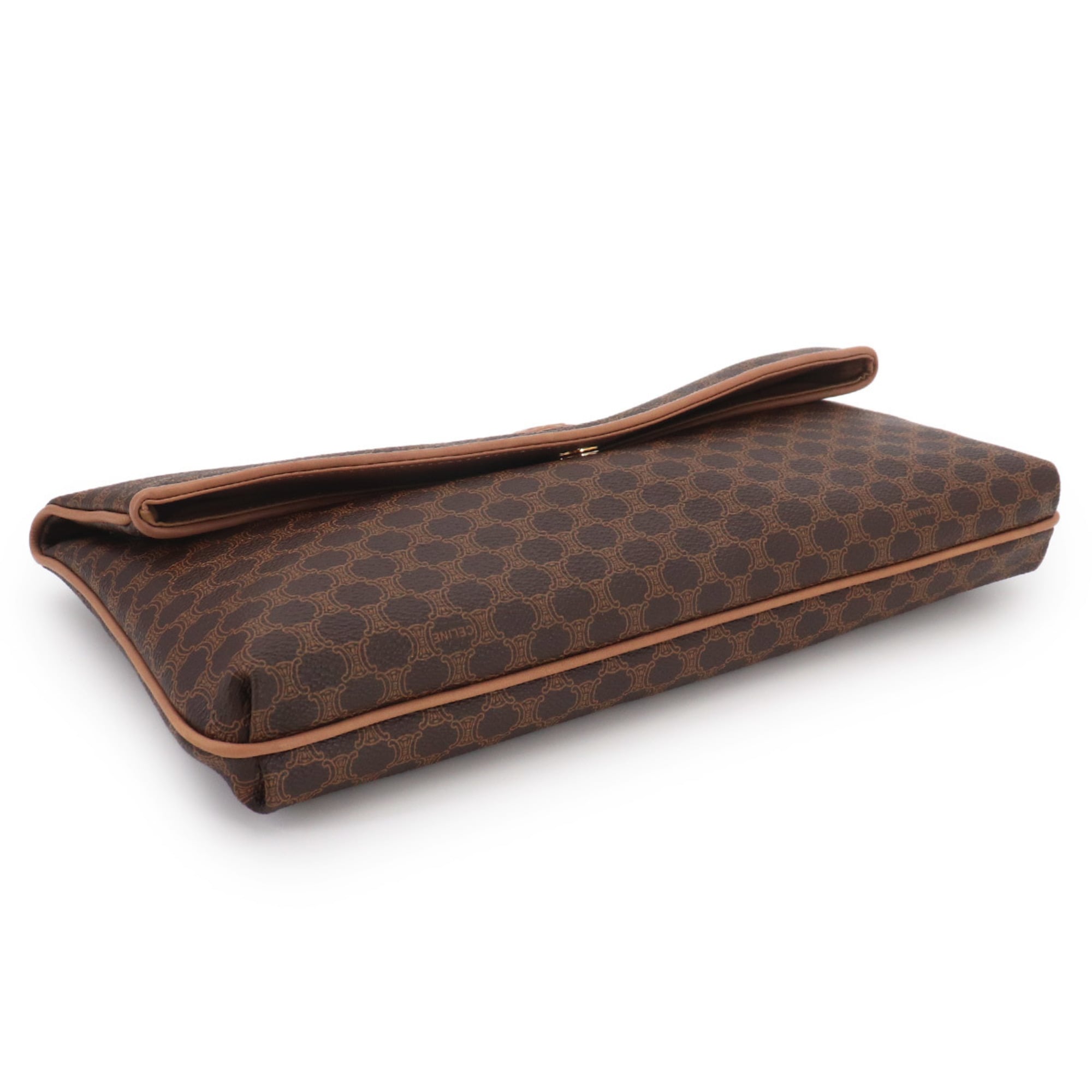 Celine Brown Pvc Leather Clutch Bag Handbag (Pre-Owned)
