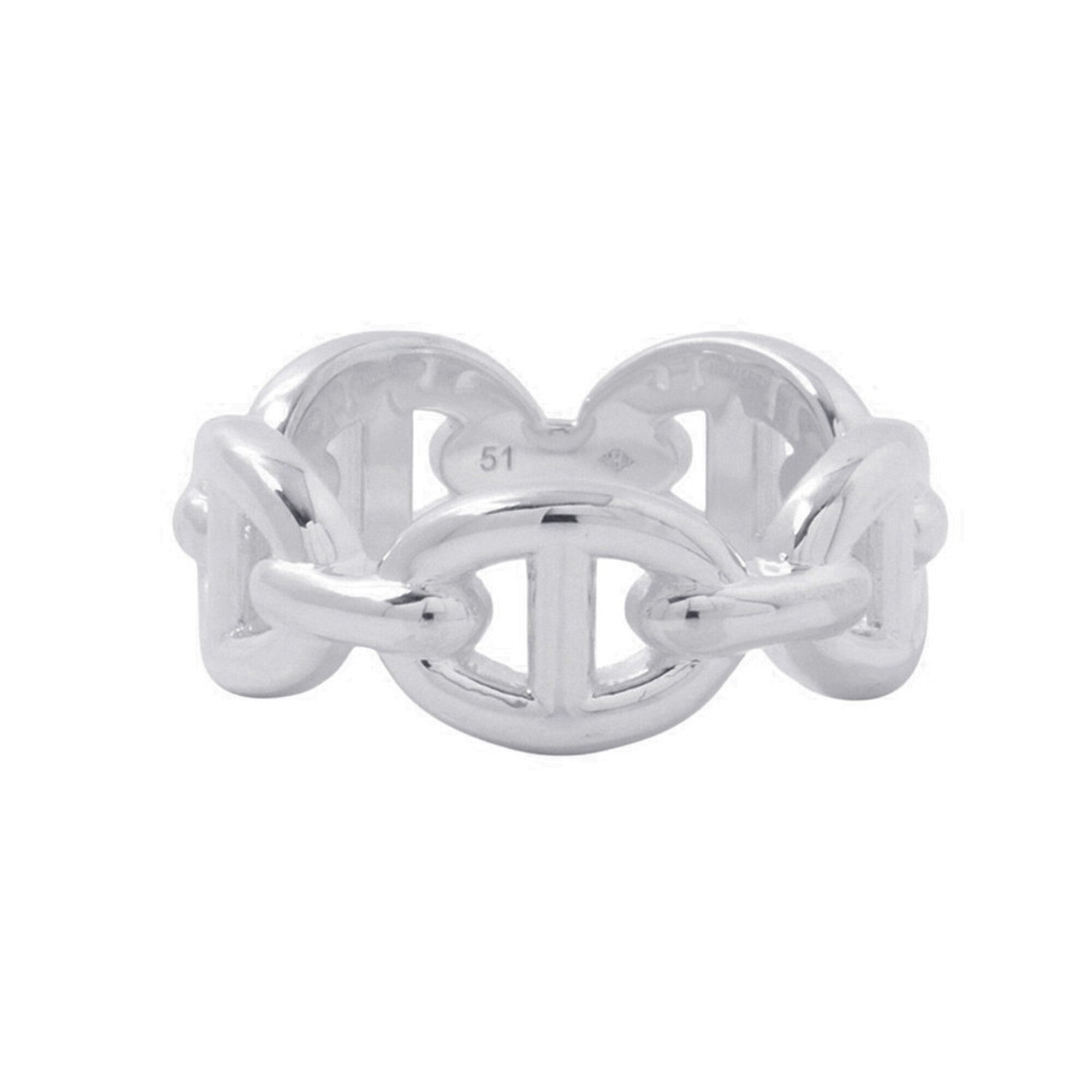 Hermes Silver 925 Band Ring (Pre-Owned)