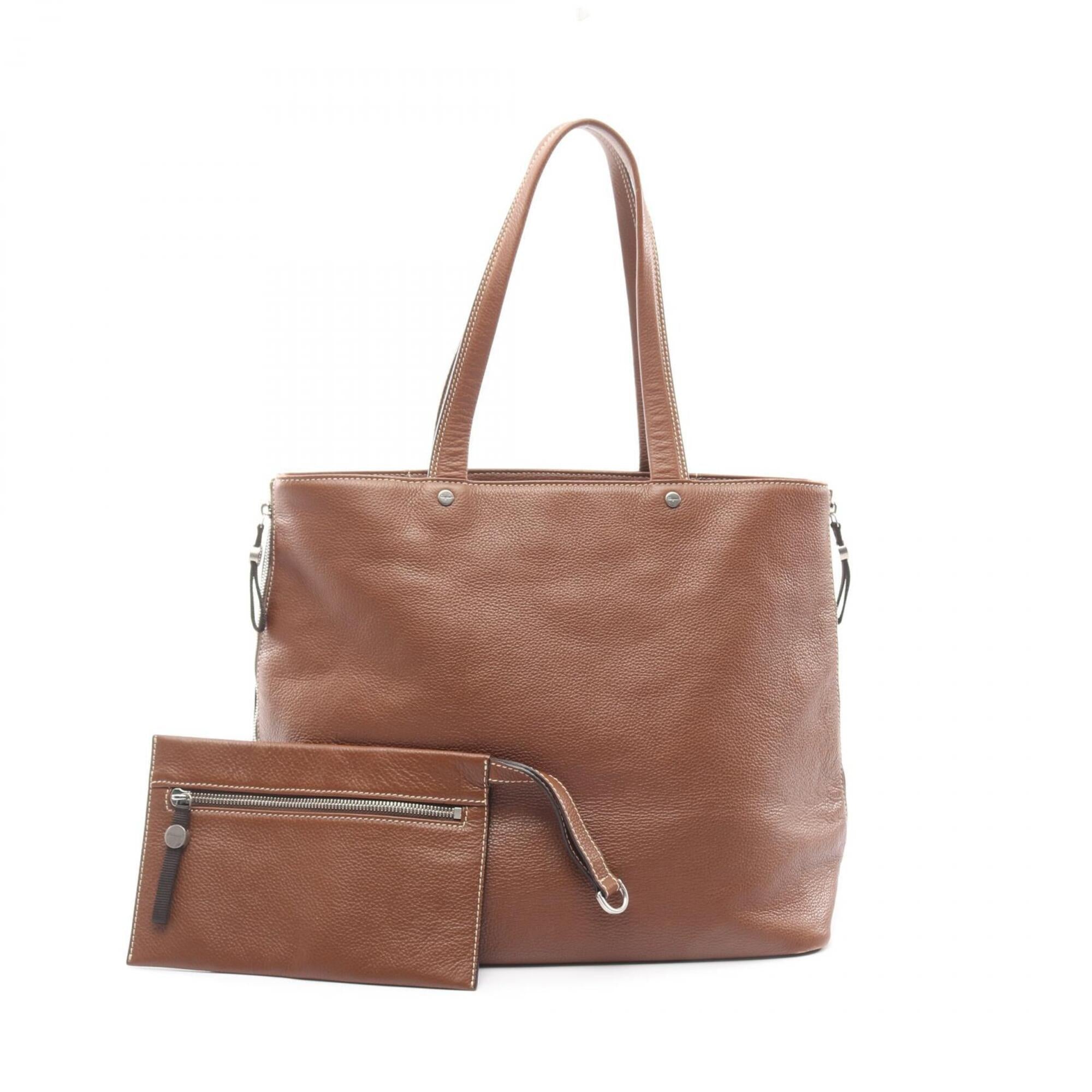 Salvatore Ferragamo Brown Leather Handbag Pouch Tote Bag (Pre-Owned)