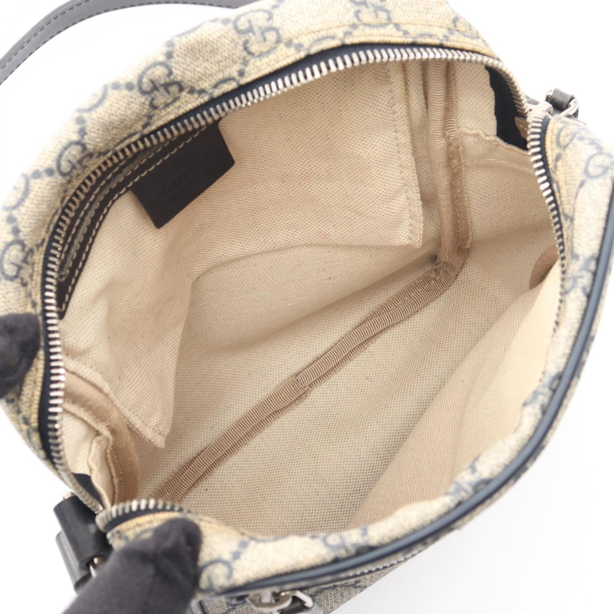 Gucci Beige Navy Gg Supreme Leather Handbag Shoulder Bag (Pre-Owned)