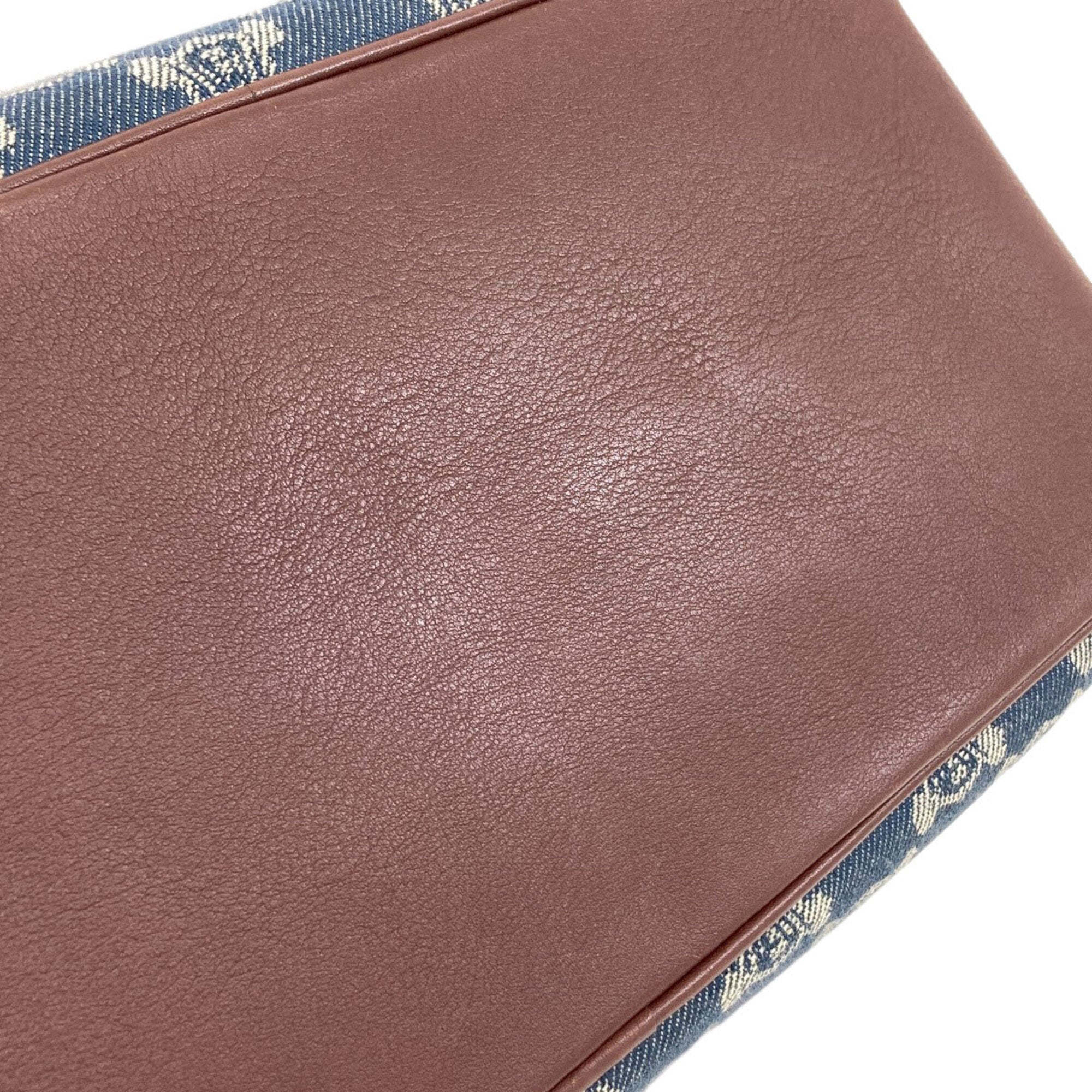 Celine Brown Dark Blue Denim Leather Handbag (Pre-Owned)