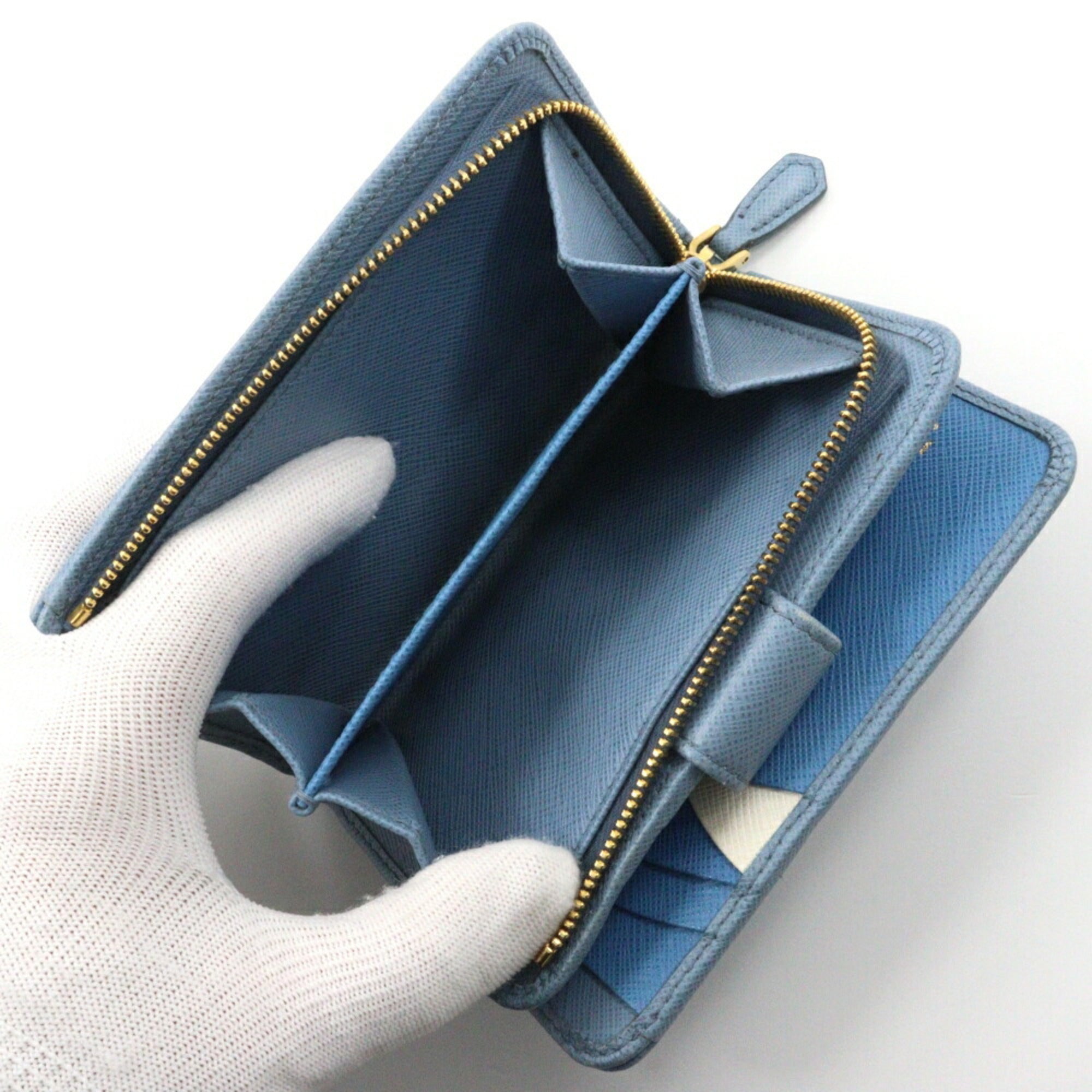 Prada Astrale Light Blue Saffiano Wallet (Bi-Fold) (Pre-Owned)
