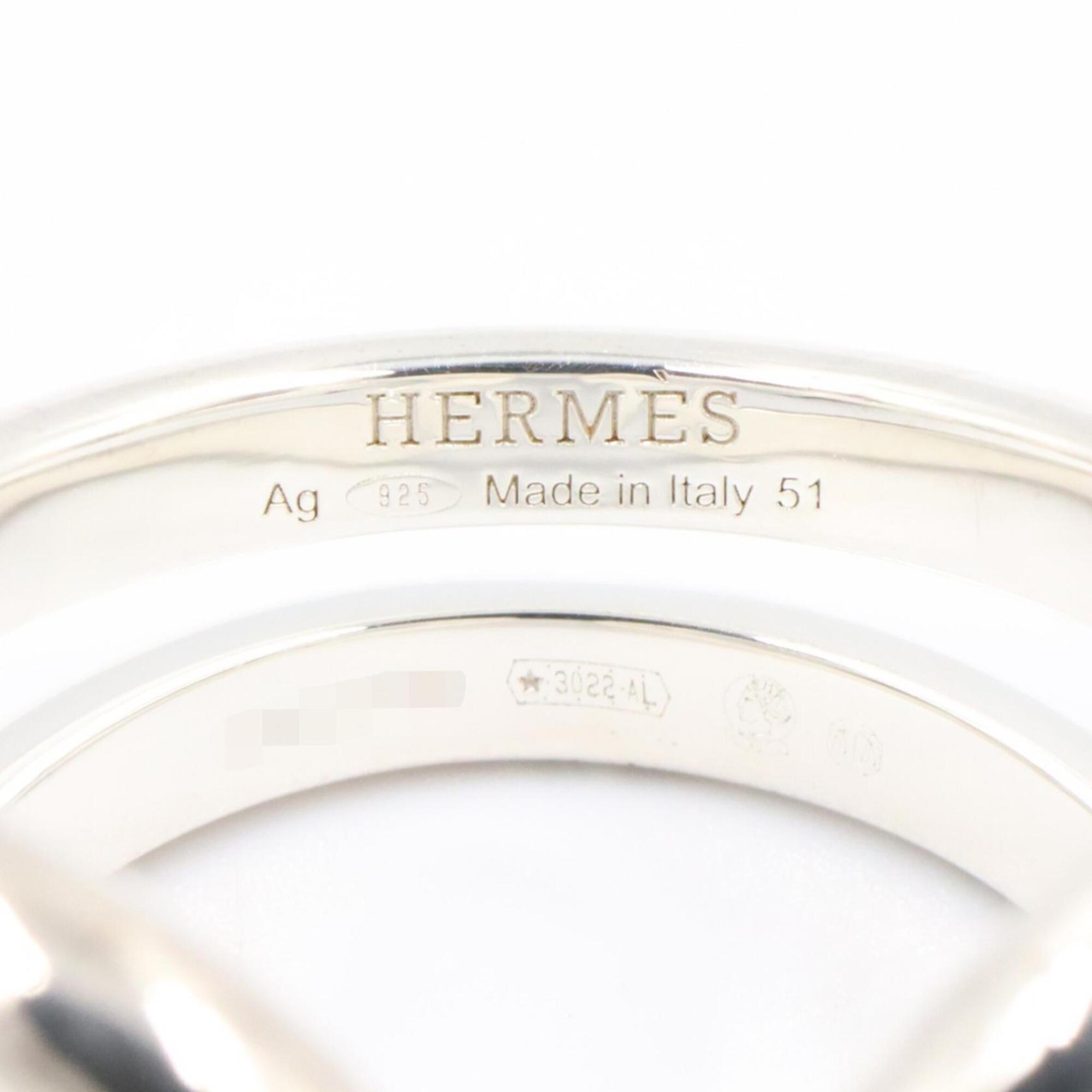 Hermes Silver Silver 925 Band Ring (Pre-Owned)