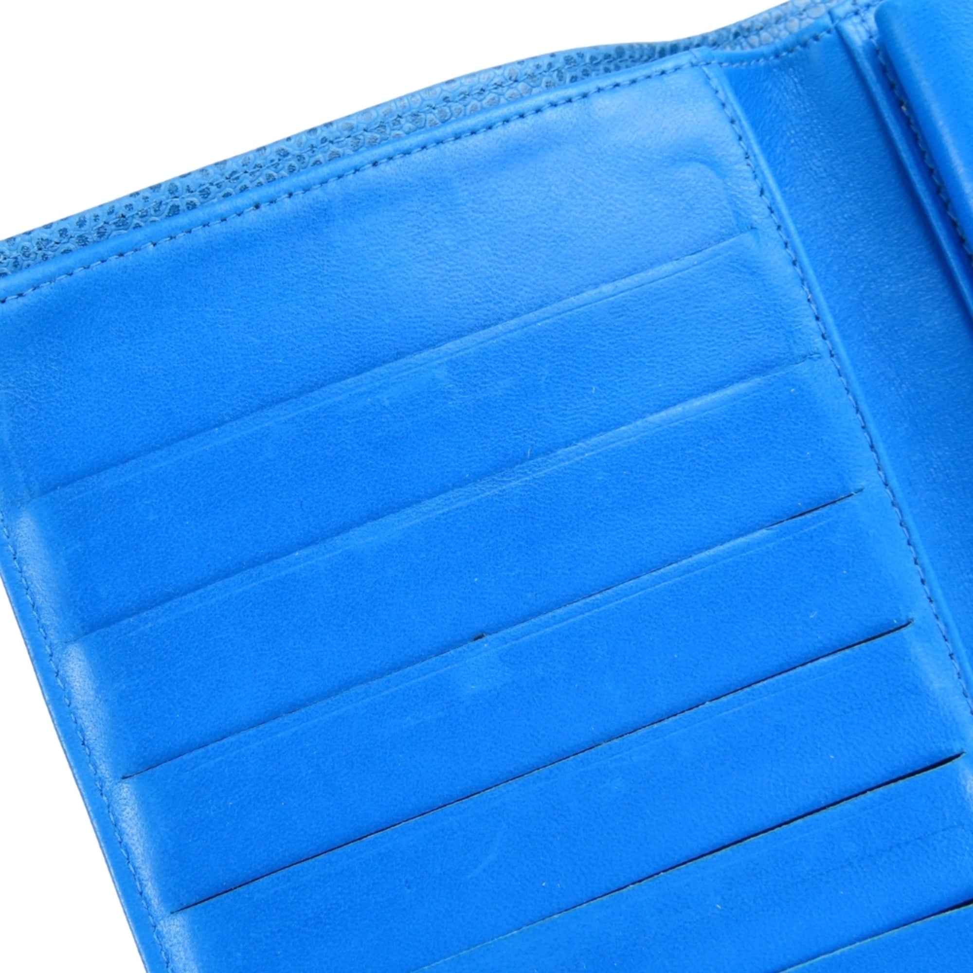 Chanel Blue Grained Calfskin Wallet (Bi-Fold) (Pre-Owned)