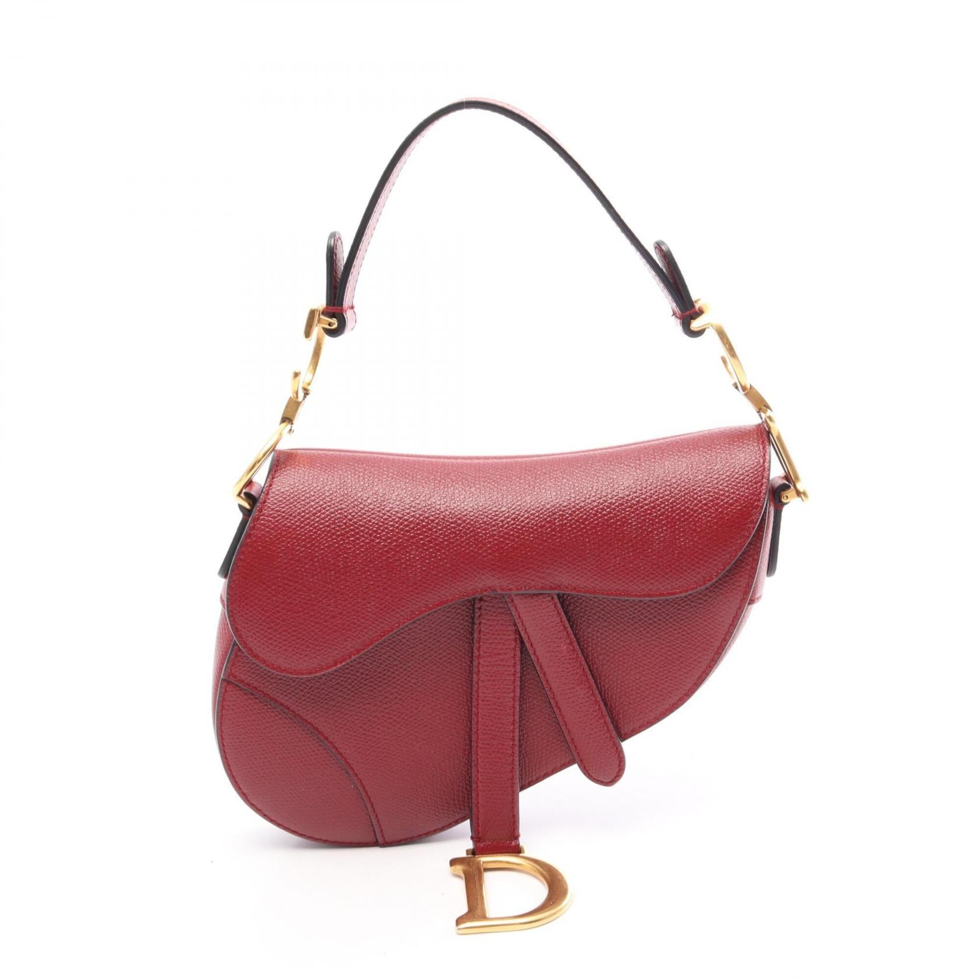 Christian Dior Bordeaux Leather Handbag Saddle Bag (Pre-Owned)