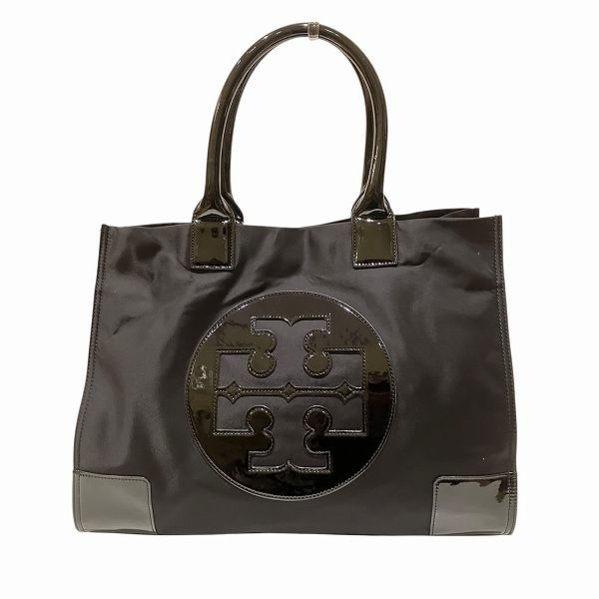 Tory Burch Black Nylon Leather Shoulder Bag Tote Bag (Pre-Owned)