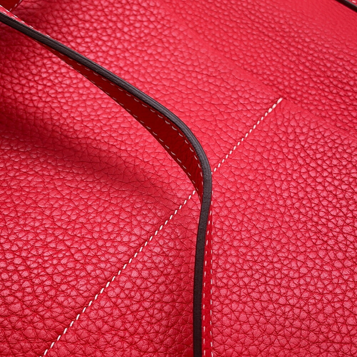 Hermes Rouge Casaque Taurillon Clemence Leather Handbag (Pre-Owned)