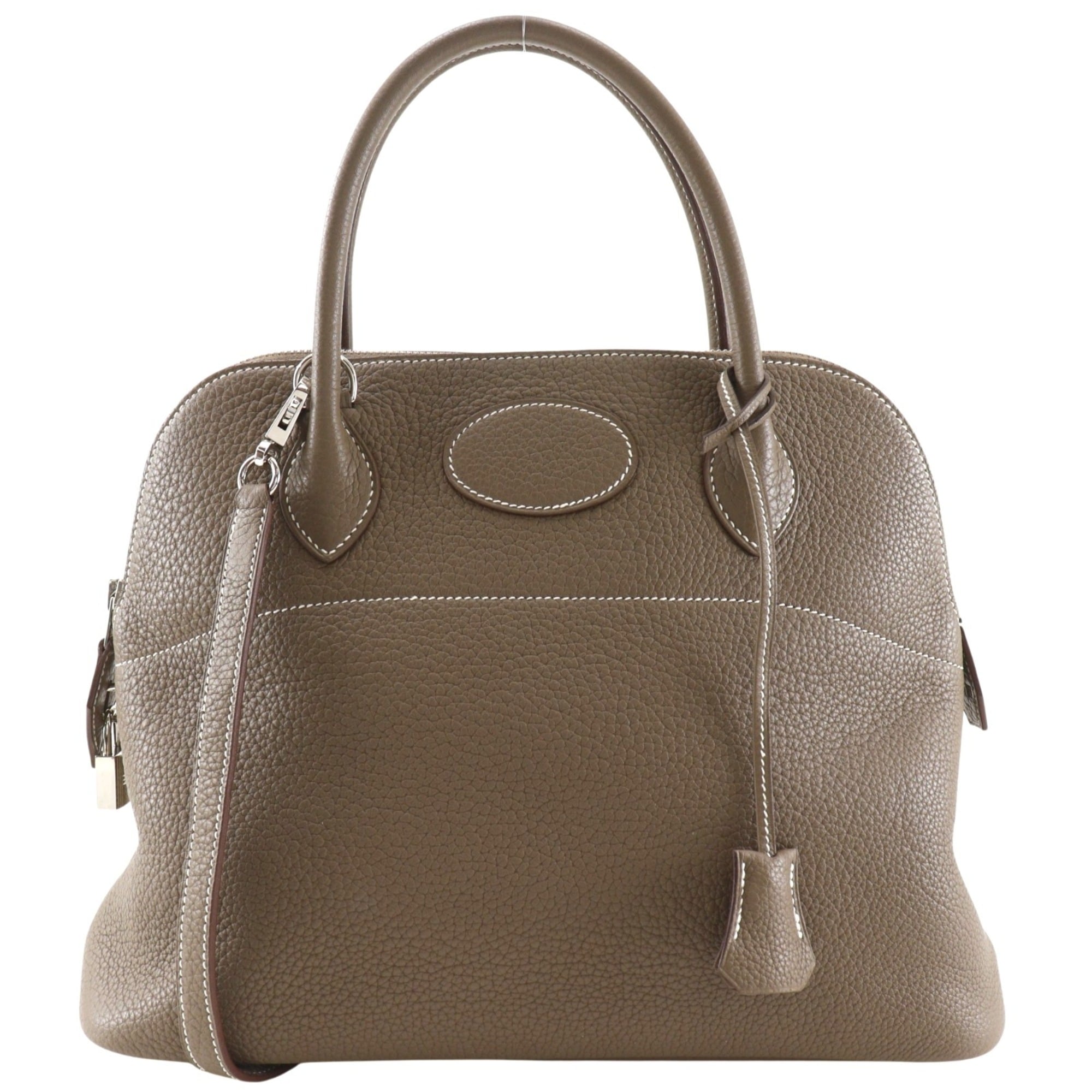 Hermes Bolide Etoupe Gray Taurillon Clemence Leather Handbag (Pre-Owned)