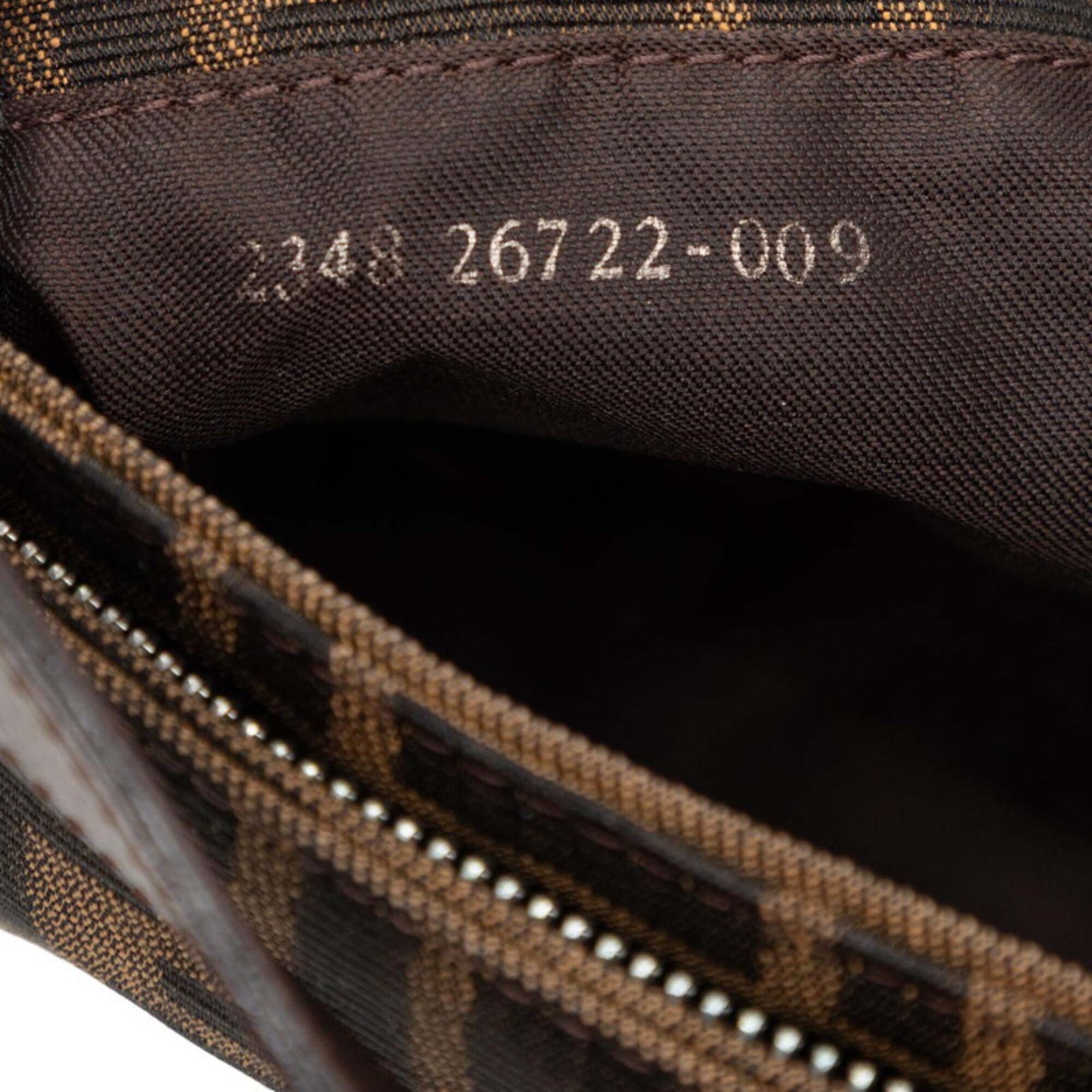 Fendi Zucca Brown Canvas Leather Handbag Shoulder Bag (Pre-Owned)