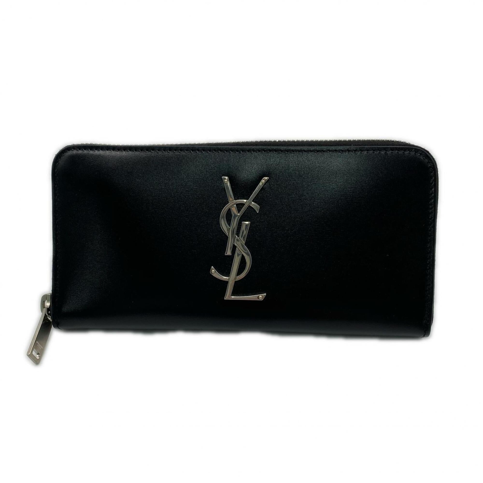 Yves Saint Laurent Black Leather Long Wallet (Bi-Fold) (Pre-Owned)