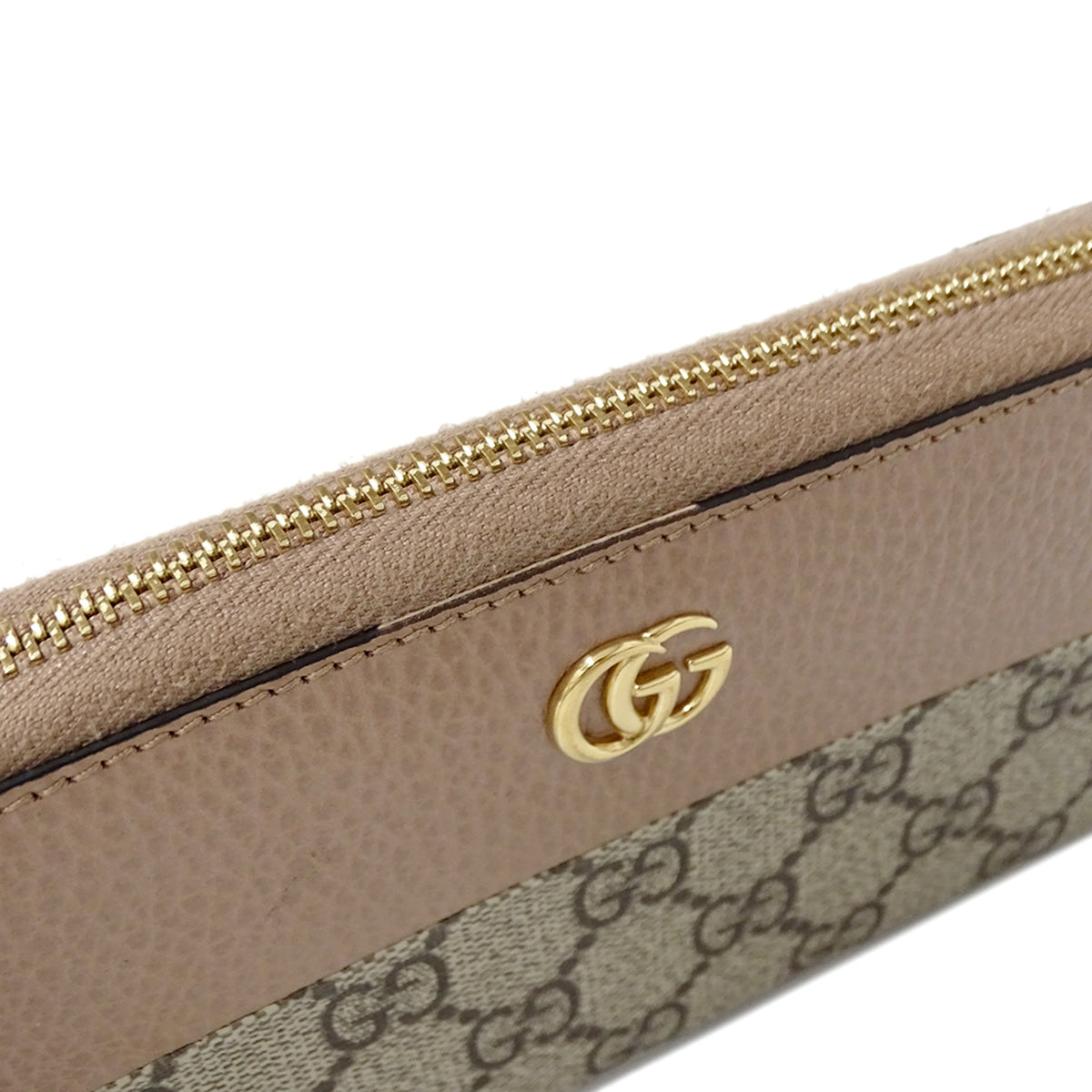 Gucci Gg Supreme Brown Pink Beige Gg Supreme Long Wallet (Bi-Fold) (Pre-Owned)