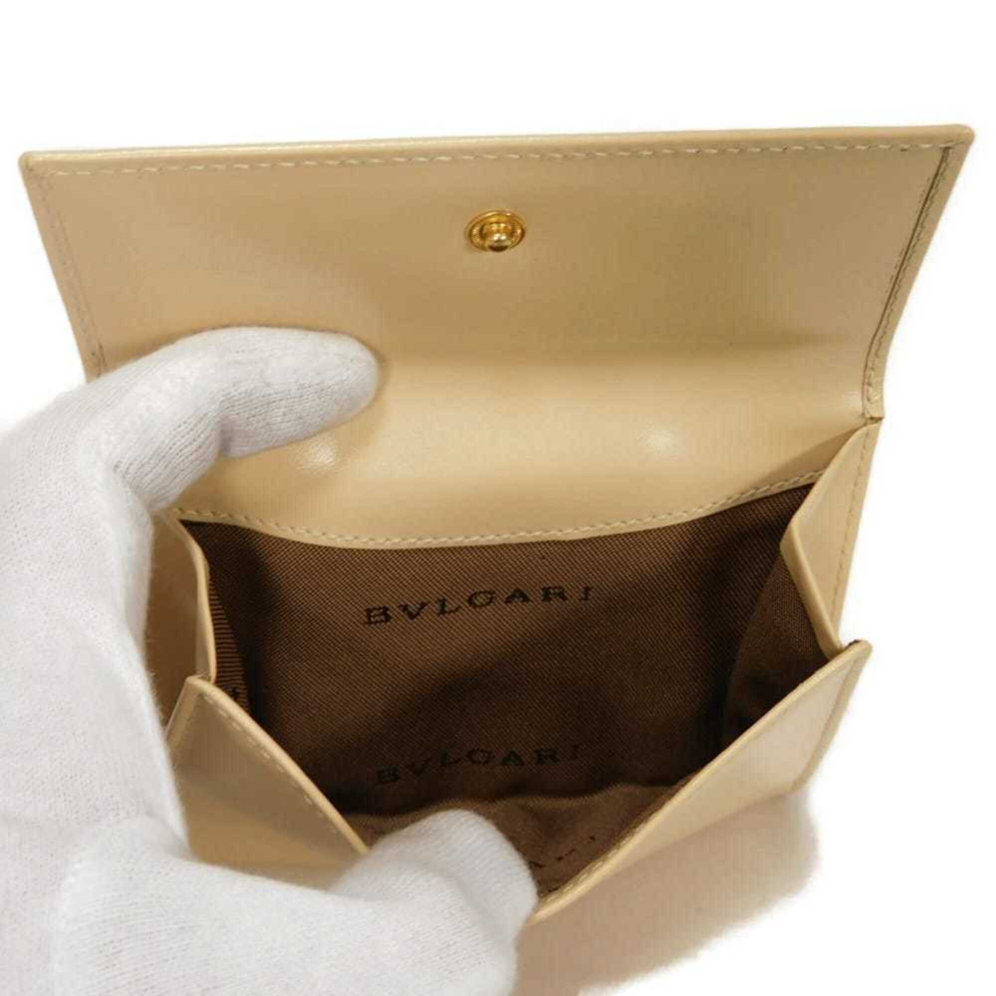 Bvlgari Beige Leather Wallet (Bi-Fold) (Pre-Owned)