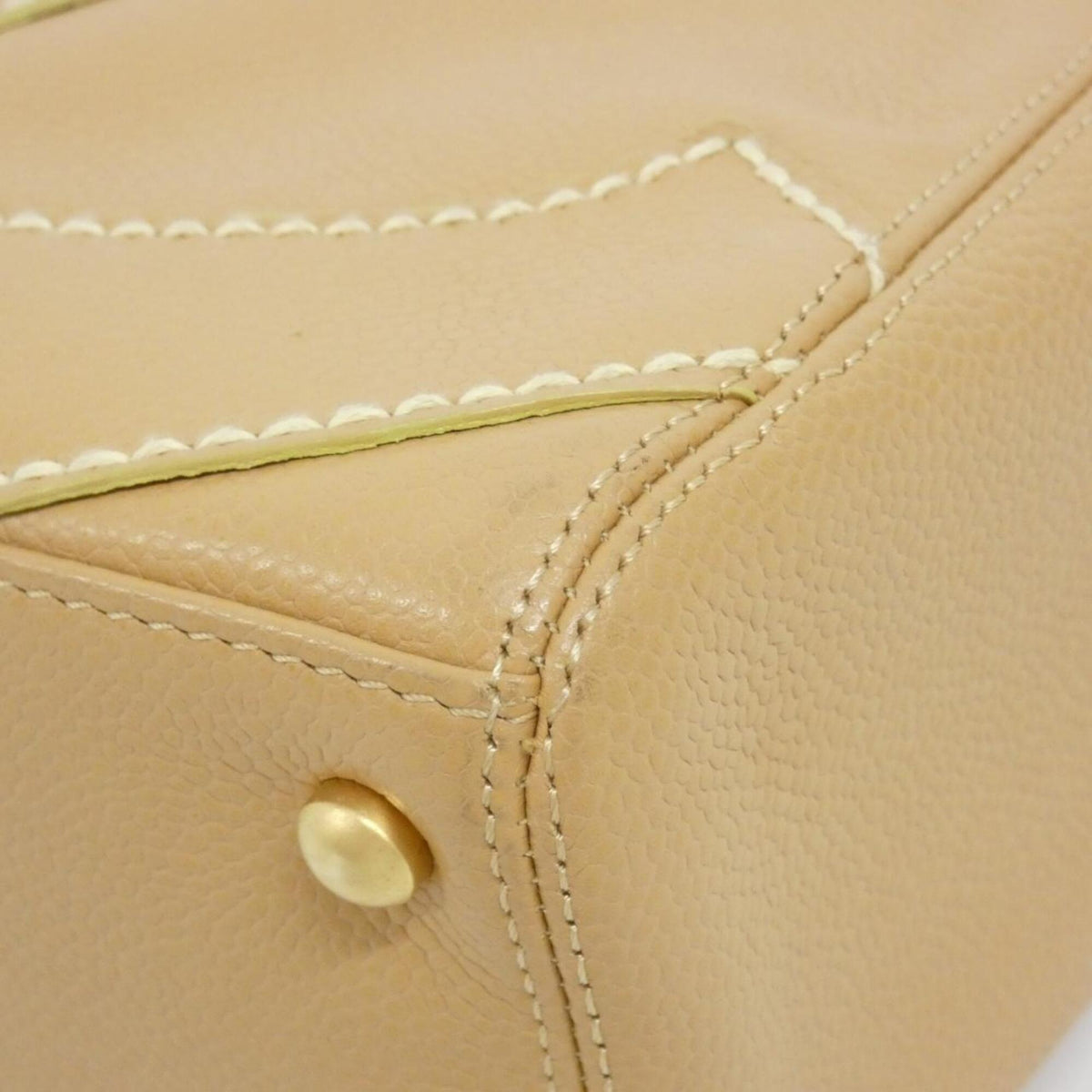 Chanel Beige Grained Calfskin Handbag (Pre-Owned)