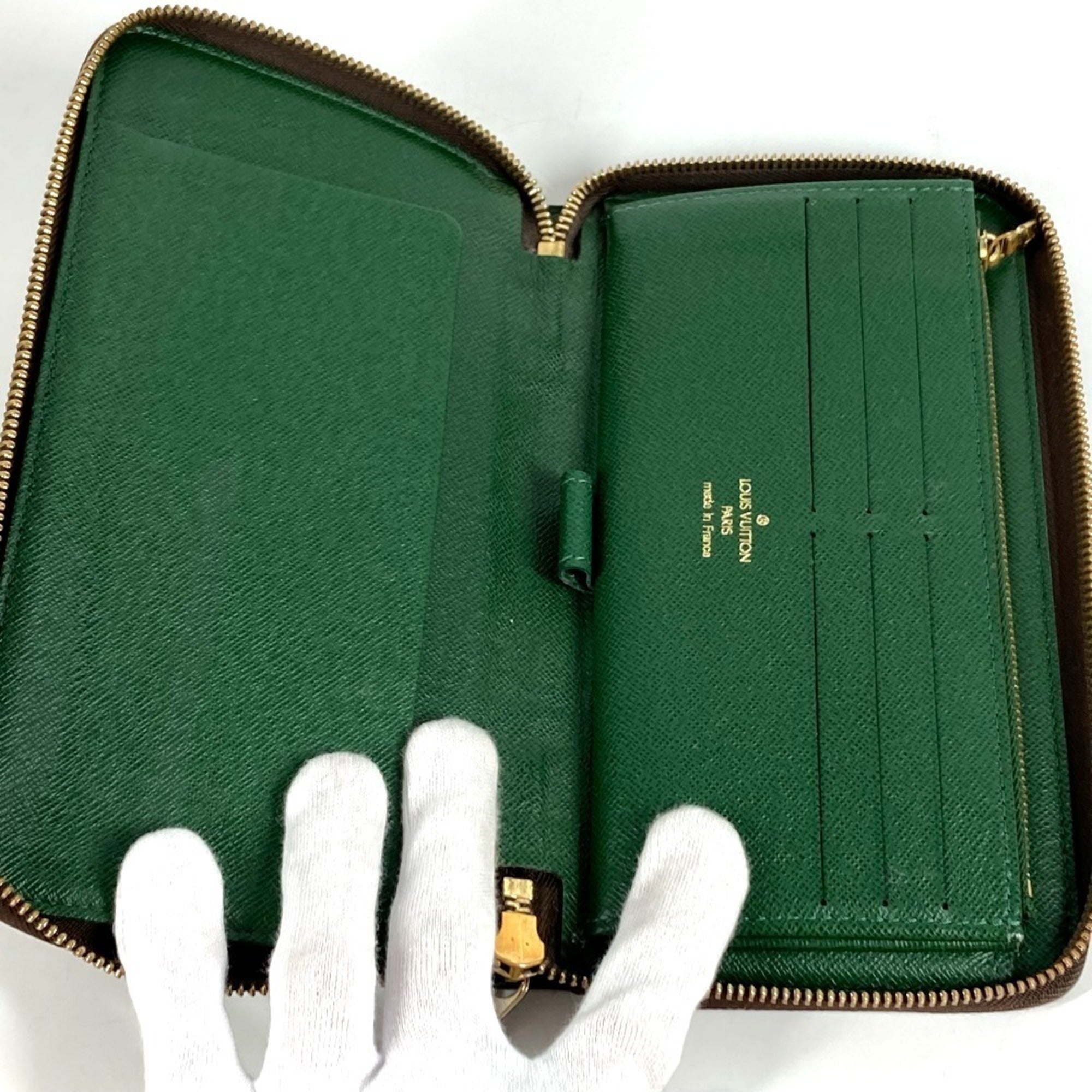 Louis Vuitton Brown Green Monogram Long Wallet (Bi-Fold) (Pre-Owned)