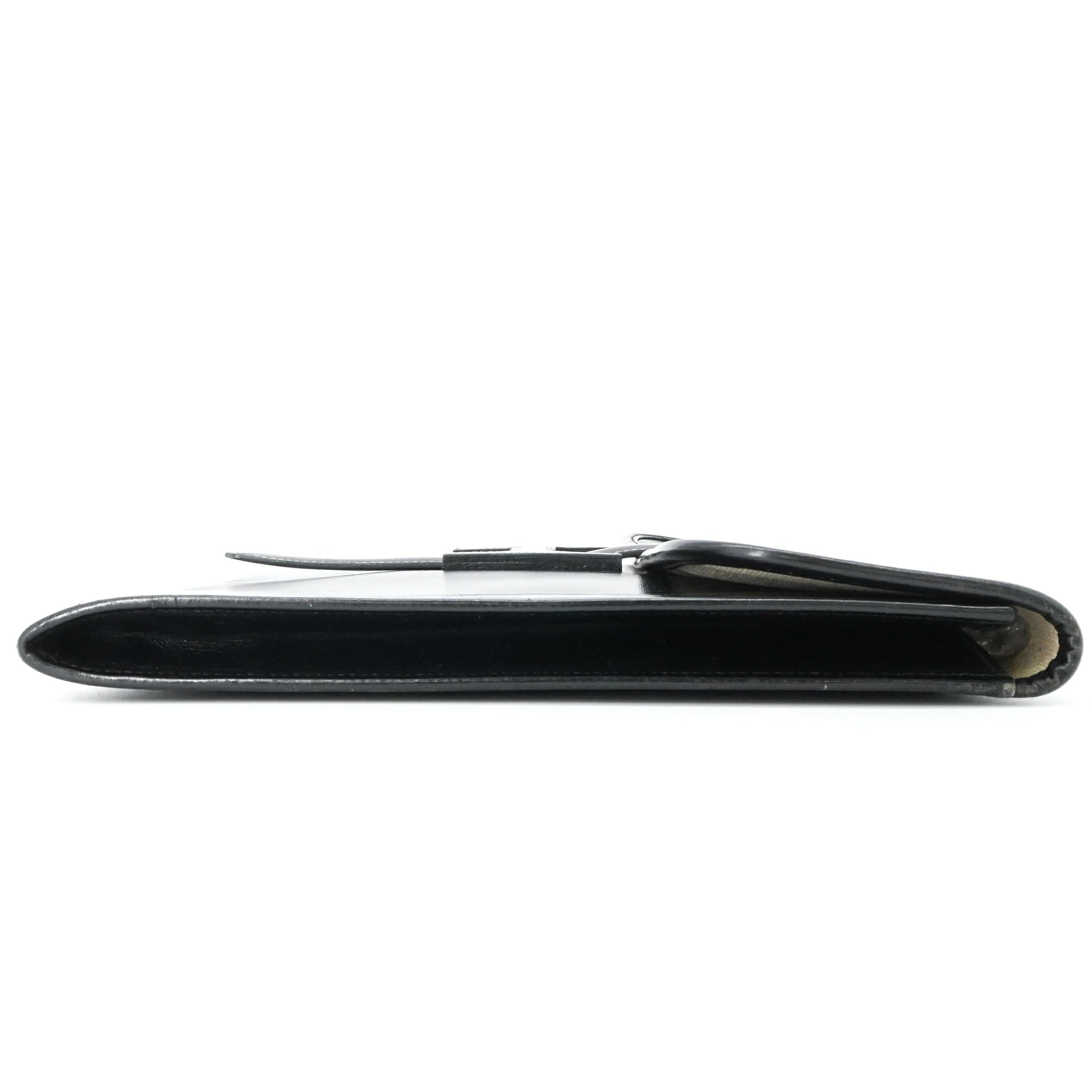 Hermes Jige Black Box Calf Leather Clutch Bag (Pre-Owned)