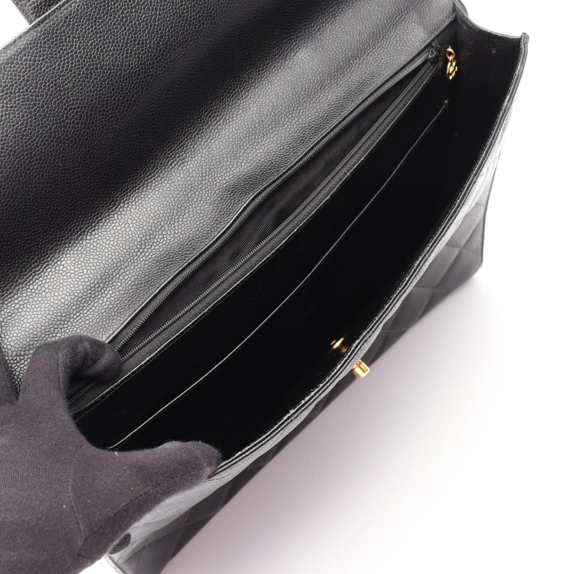 Chanel Black Grained Calfskin Briefcase Handbag (Pre-Owned)