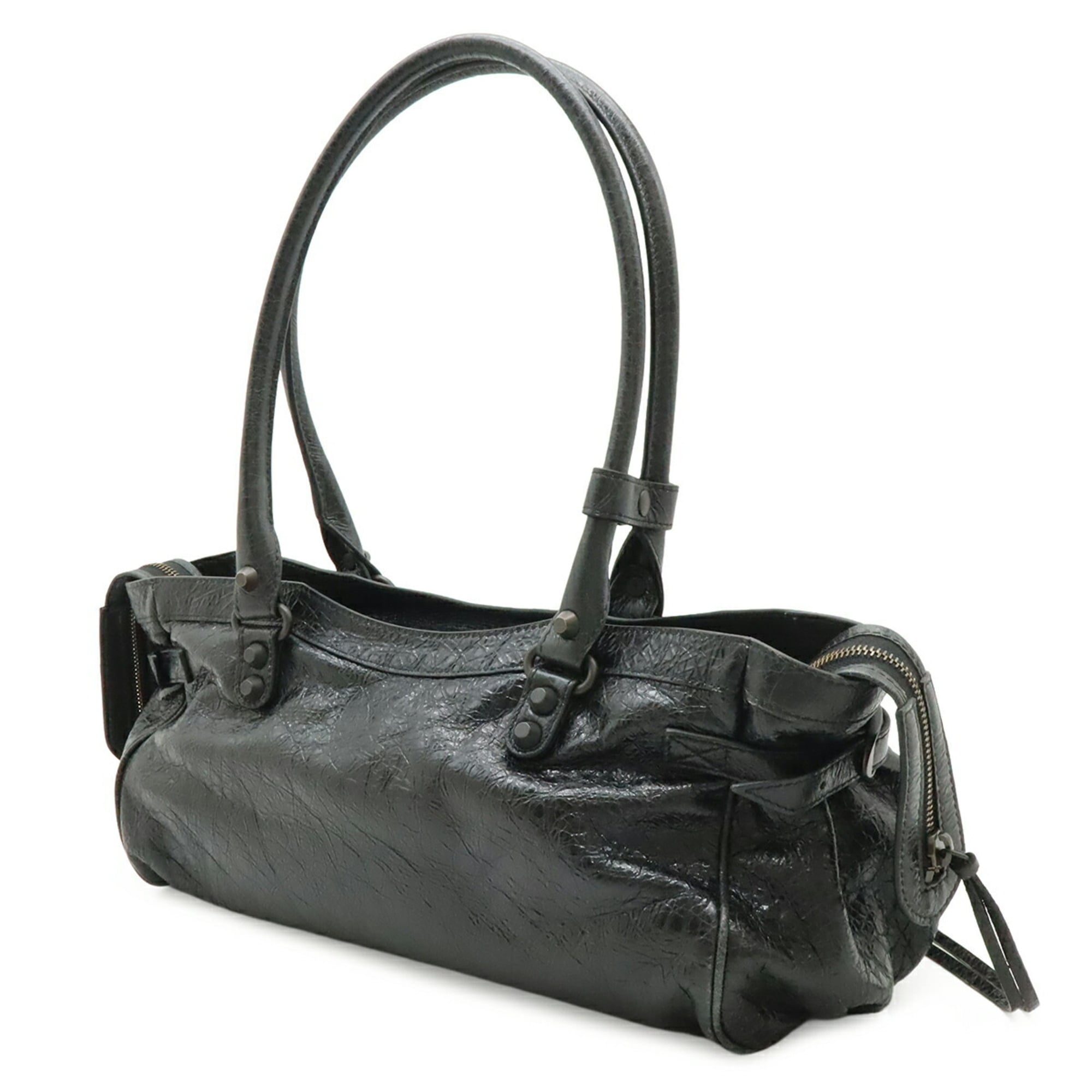 Balenciaga Black Leather Shoulder Bag Tote Bag (Pre-Owned)