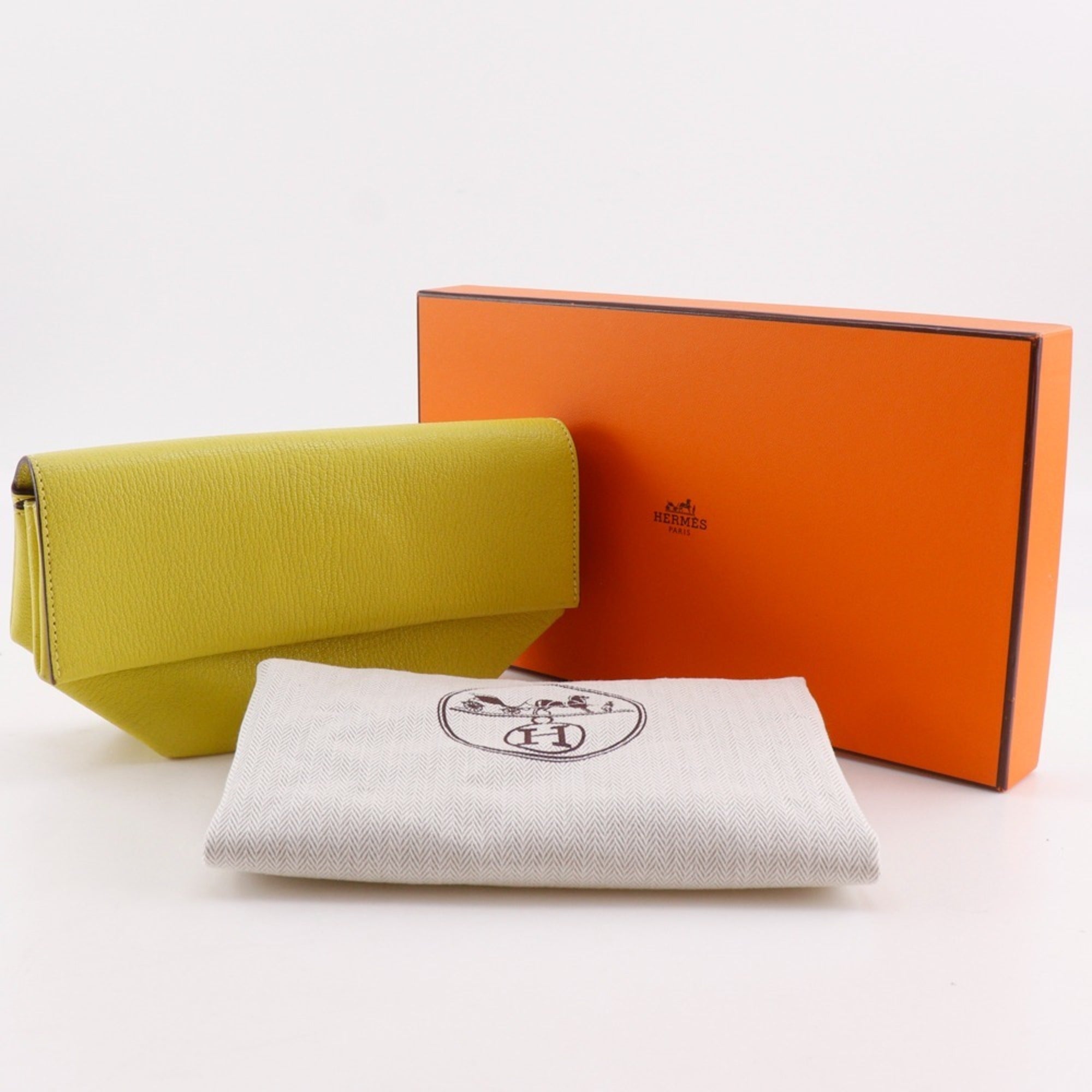 Hermes Yellow Chevre Leather Clutch Bag (Pre-Owned)