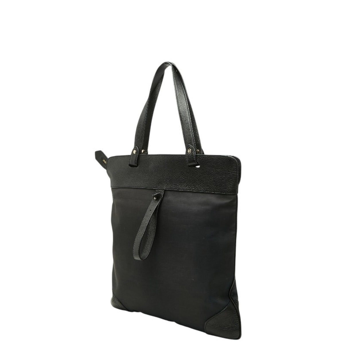 Burberry Black Leather Canvas Shoulder Bag Tote Bag (Pre-Owned)