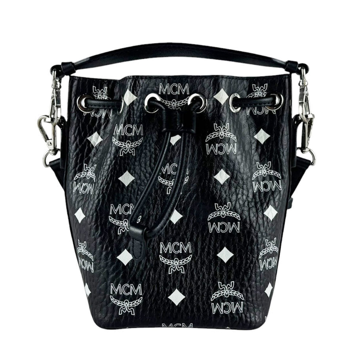 Mcm Black White Leather Handbag (Pre-Owned)