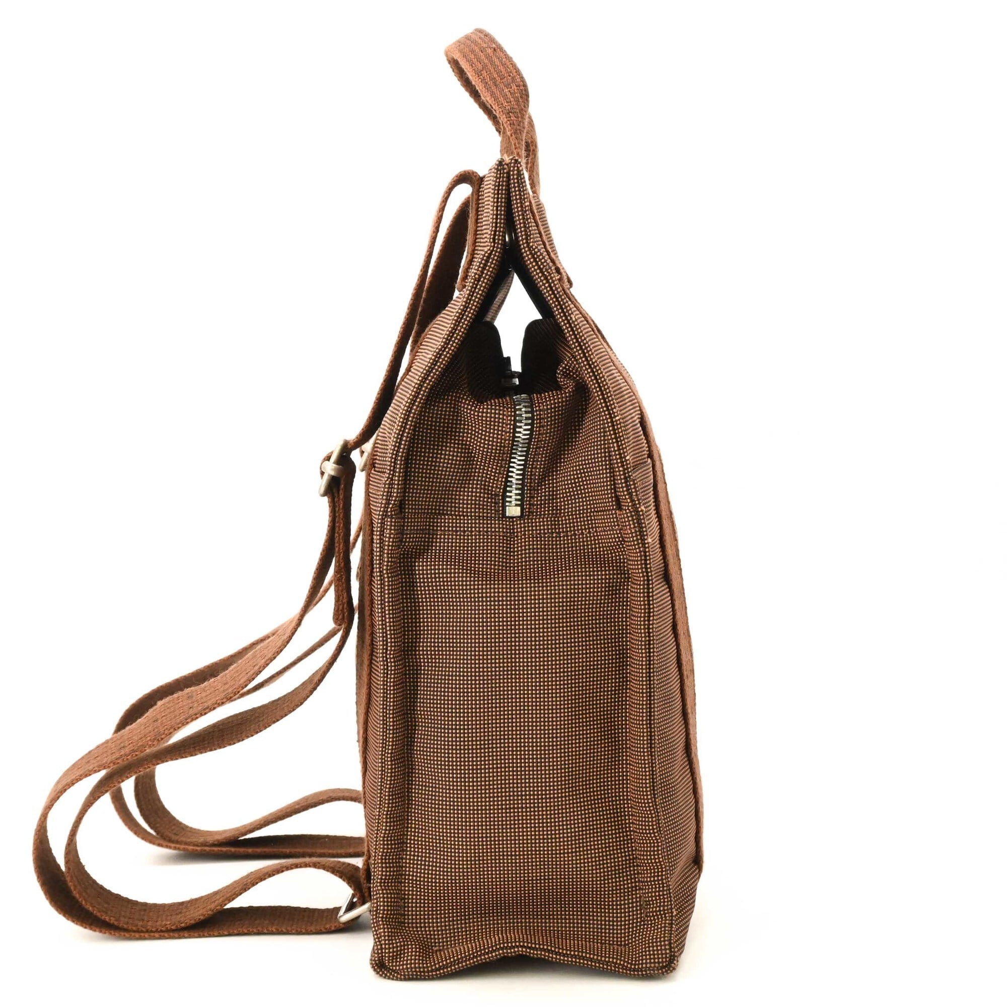 Hermes Her Line Brown Nylon Canvas Backpack (Pre-Owned)