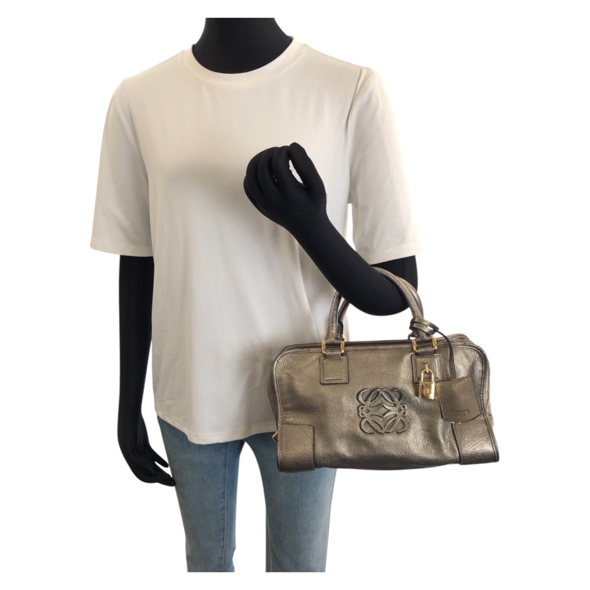 Loewe Gold Silver Leather Handbag (Pre-Owned)