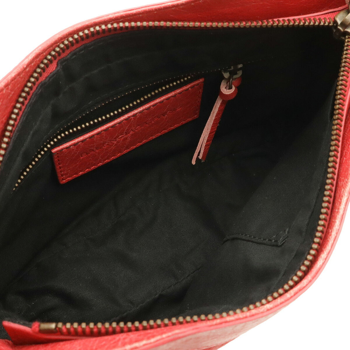 Balenciaga Pink Red Color Leather Clutch Bag Pochette Shoulder Bag (Pre-Owned)