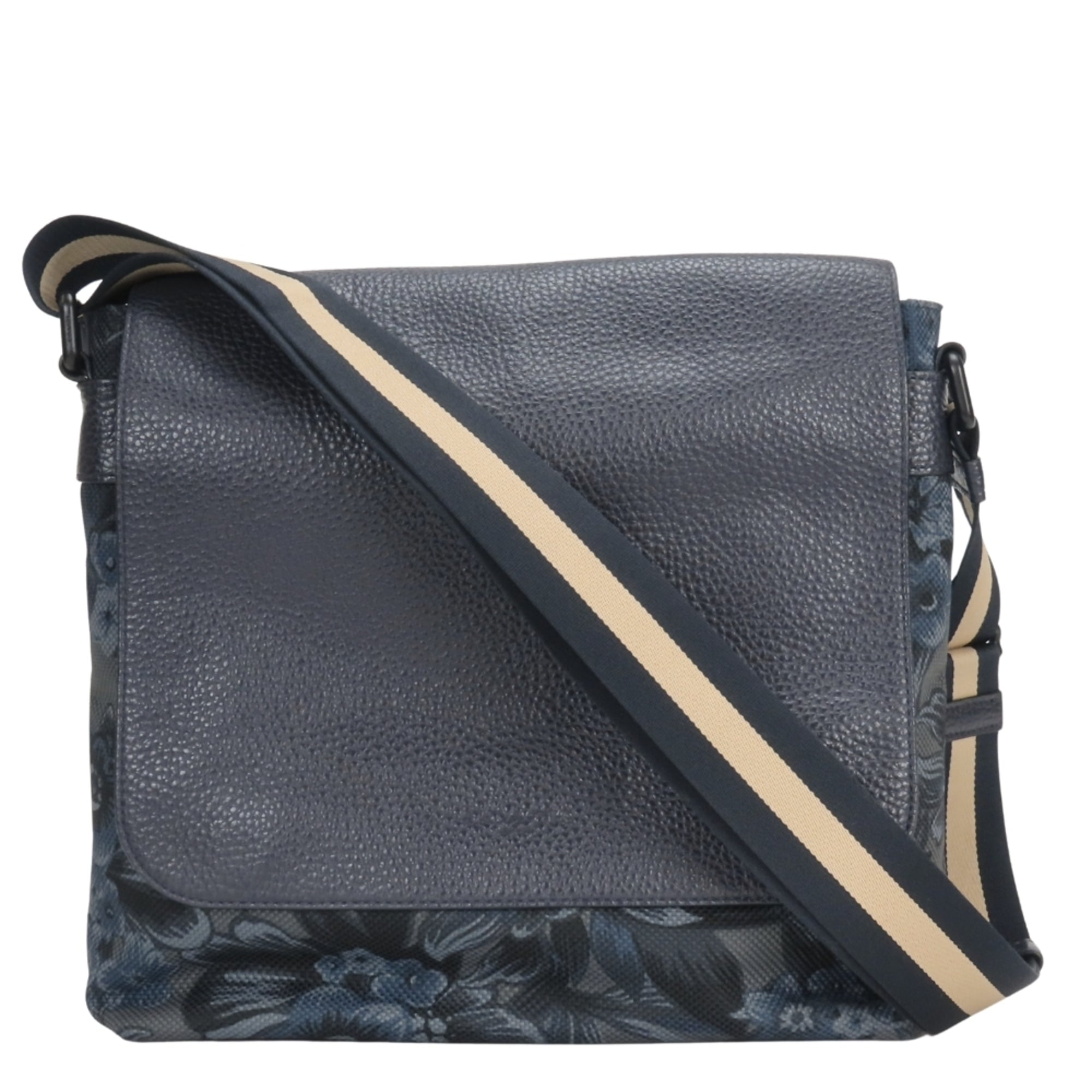 Coach Navy Canvas Leather Shoulder Bag (Pre-Owned)