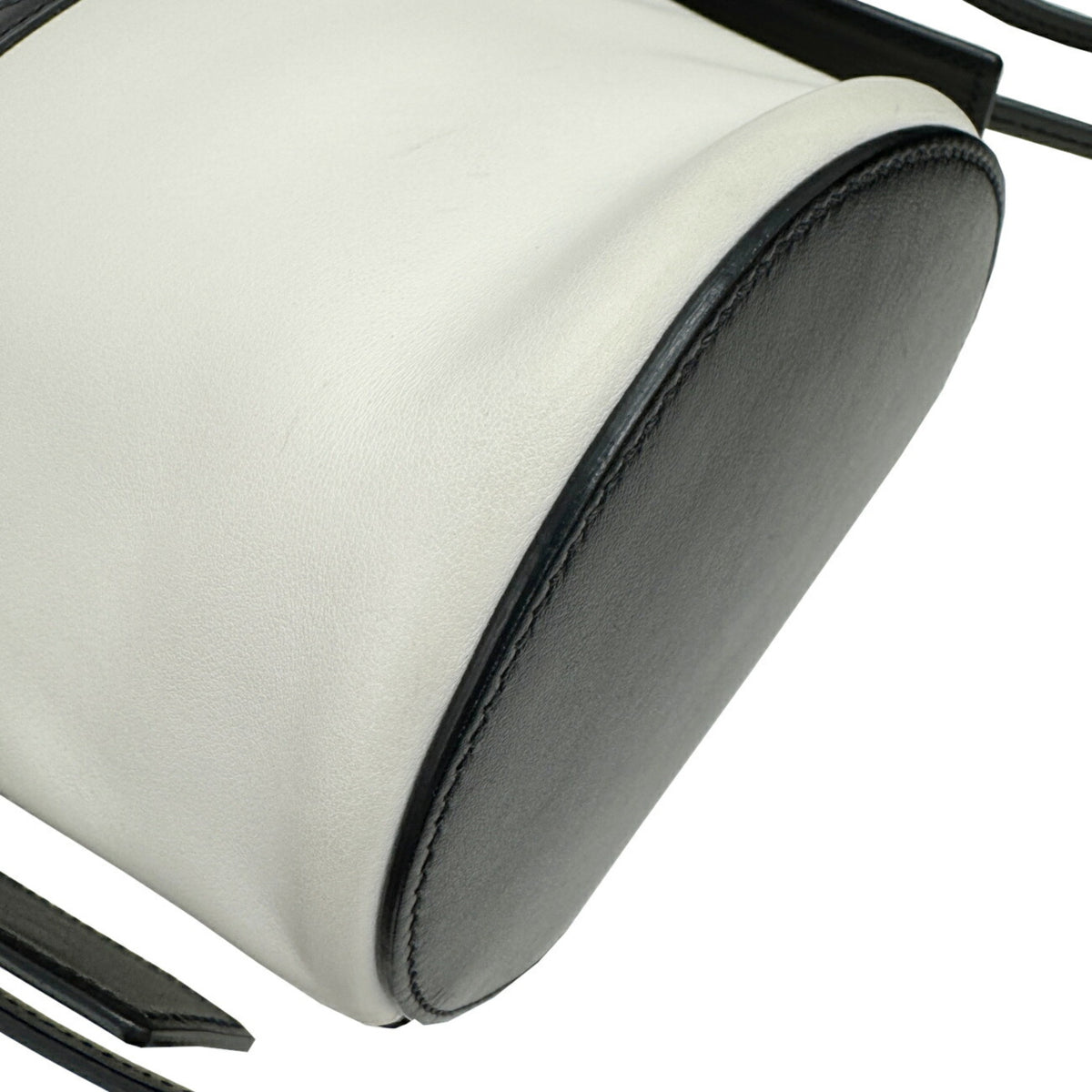 Prada Black White Leather Handbag Shoulder Bag (Pre-Owned)